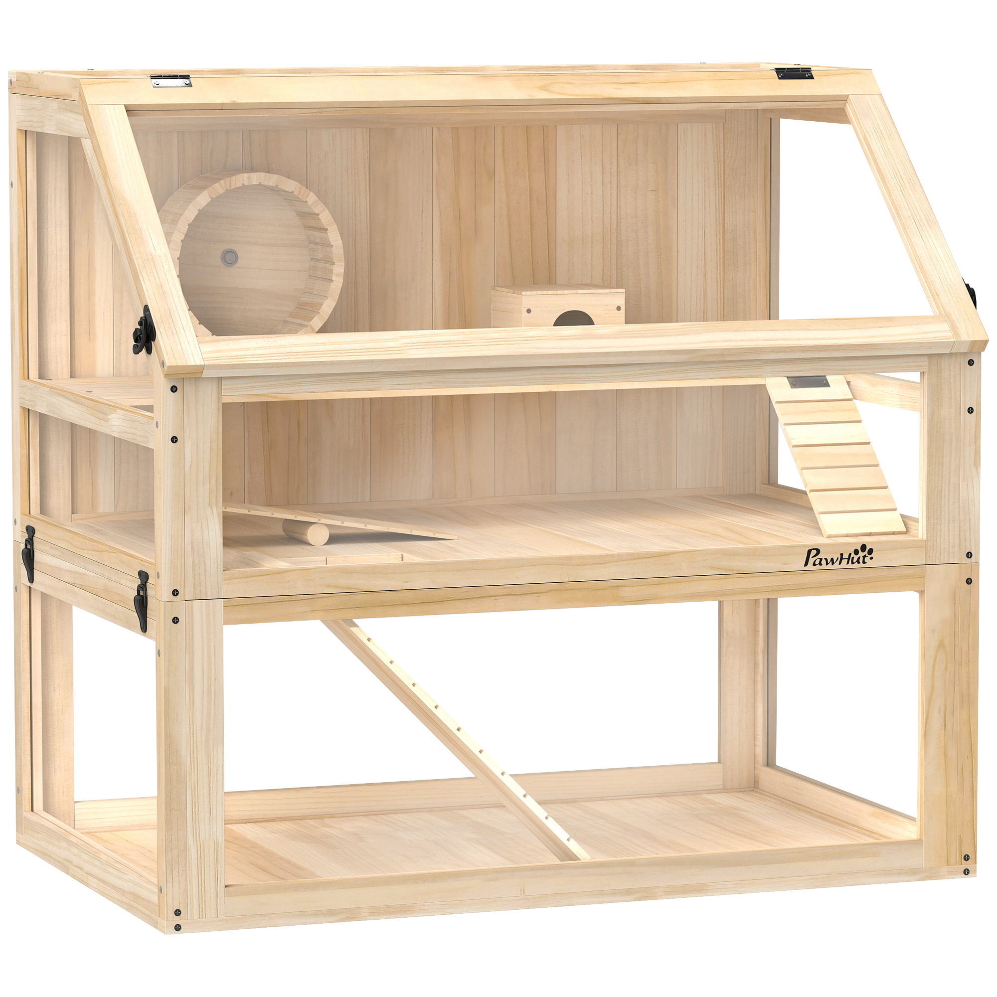 PawHut Hamsterkäfig aus Holz 3 Etagen Nagarium Nagerkäfig Kleintierkäfig mi günstig online kaufen