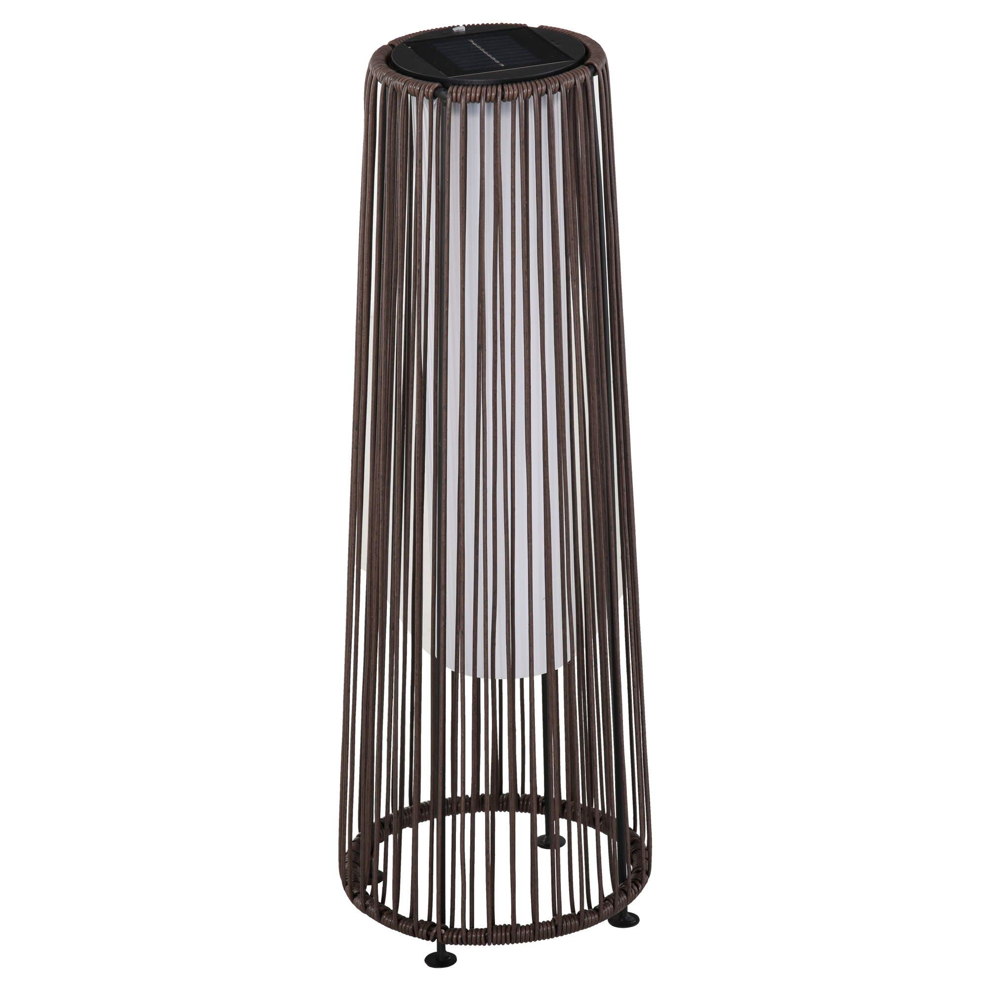 Outsunny Lanternă Solară de Grădină cu Panou de Încărcare, Lampă solară de Exterior din Metal și Ratan, Ø21.5x61 cm, Maro | Aosom Romania