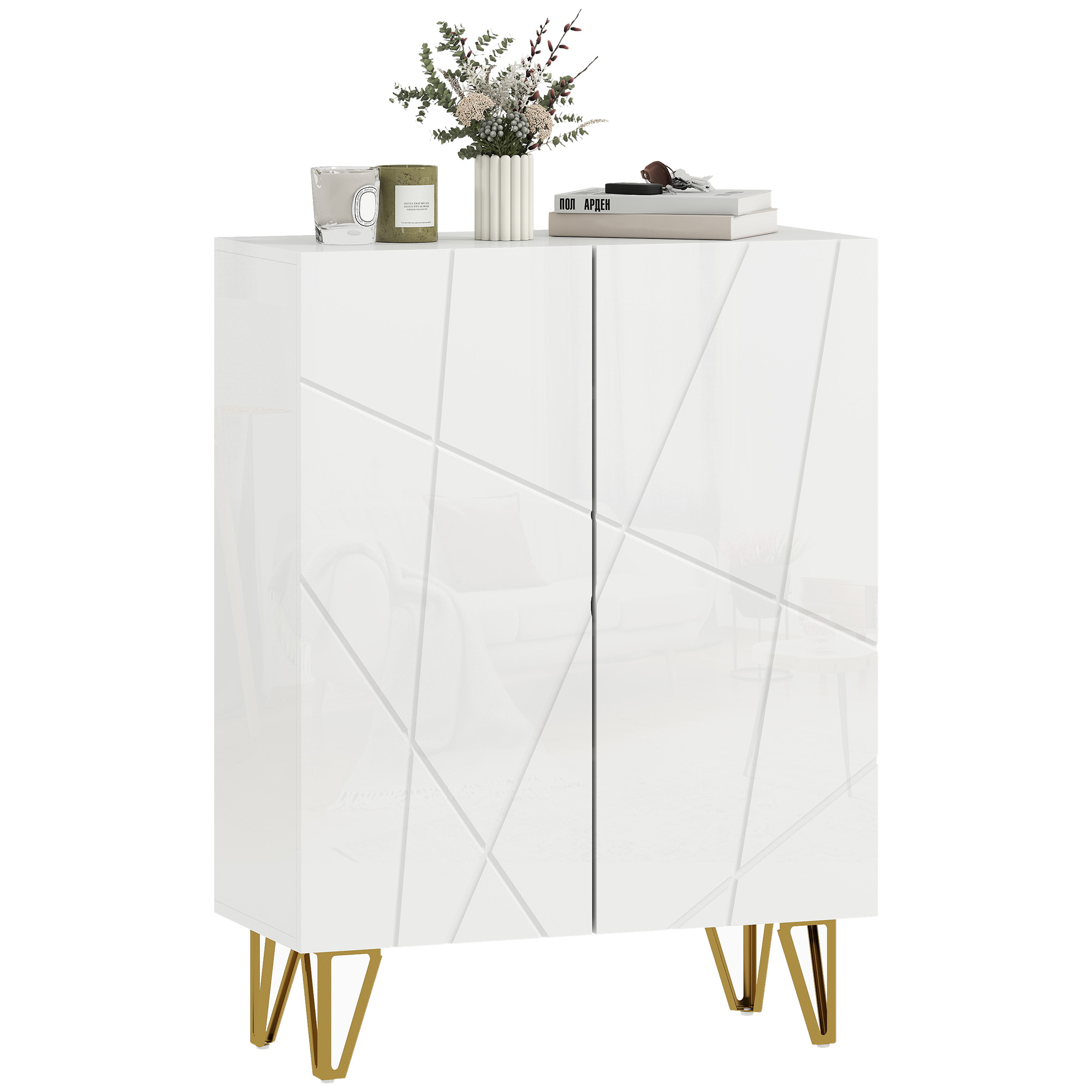 HOMCOM Armoire à Chaussures avec 2 Portes, Étagère à Chaussures, Rangement de Chaussures avec 4 Étagères Réglables 72 x 31,5 x 95 cm, Blanc