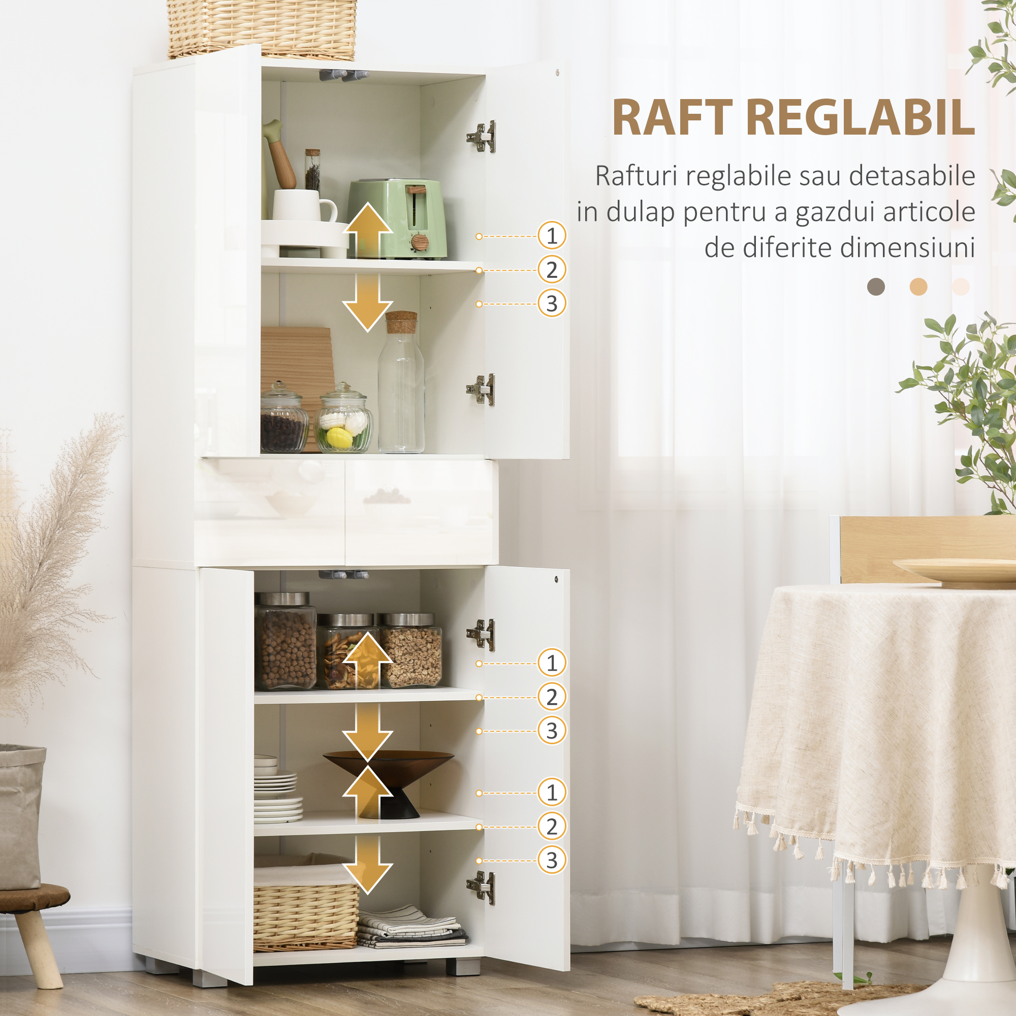  Dulap Bucatarie 4 Usi cu Sertare si Rafturi Reglabile [4]