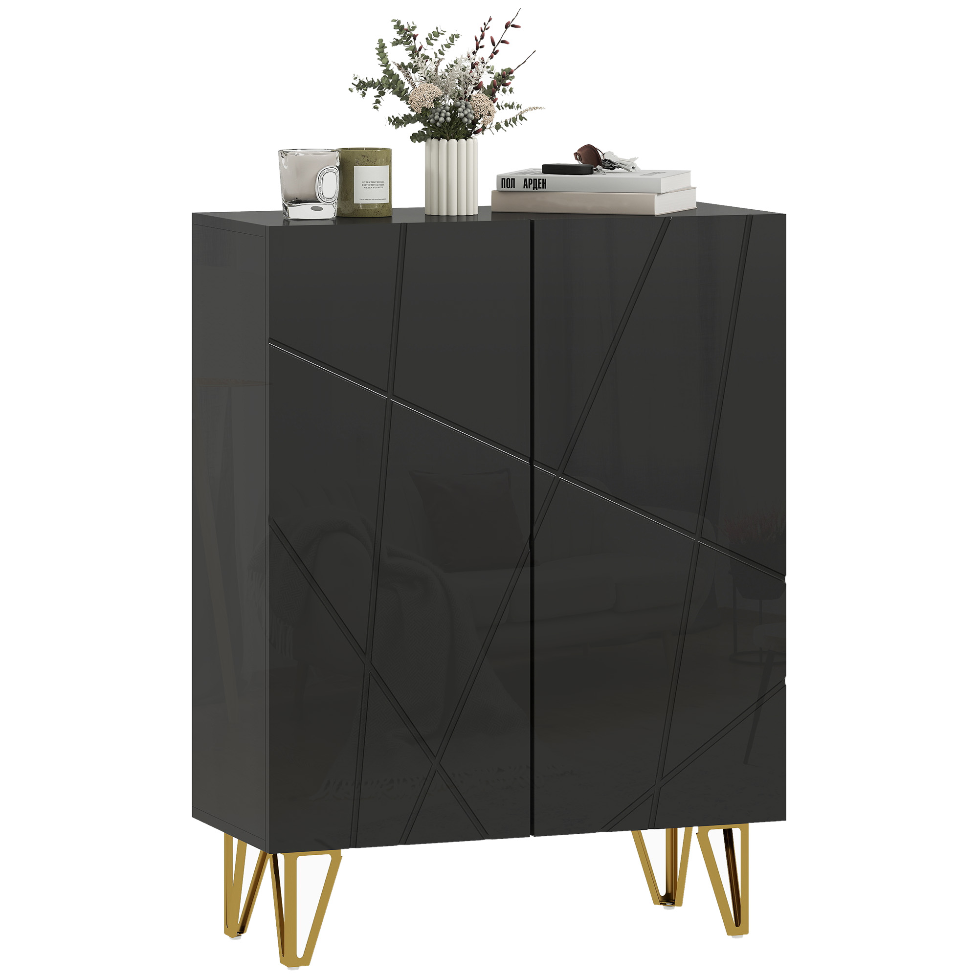 HOMCOM Armoire à Chaussures Noir 4 Étagères Ajustables