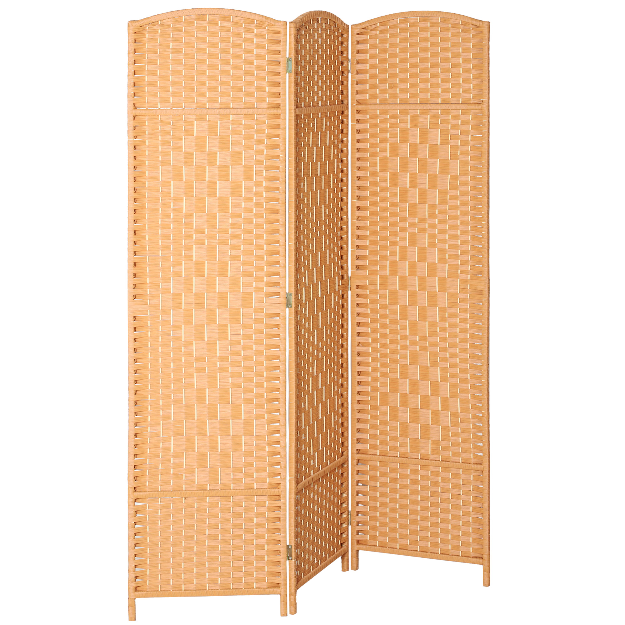 HOMCOM Biombo interior en madera 3 paneles separador de ambientes plegable para salón dormitorio 135 x 180 cm marrón claro