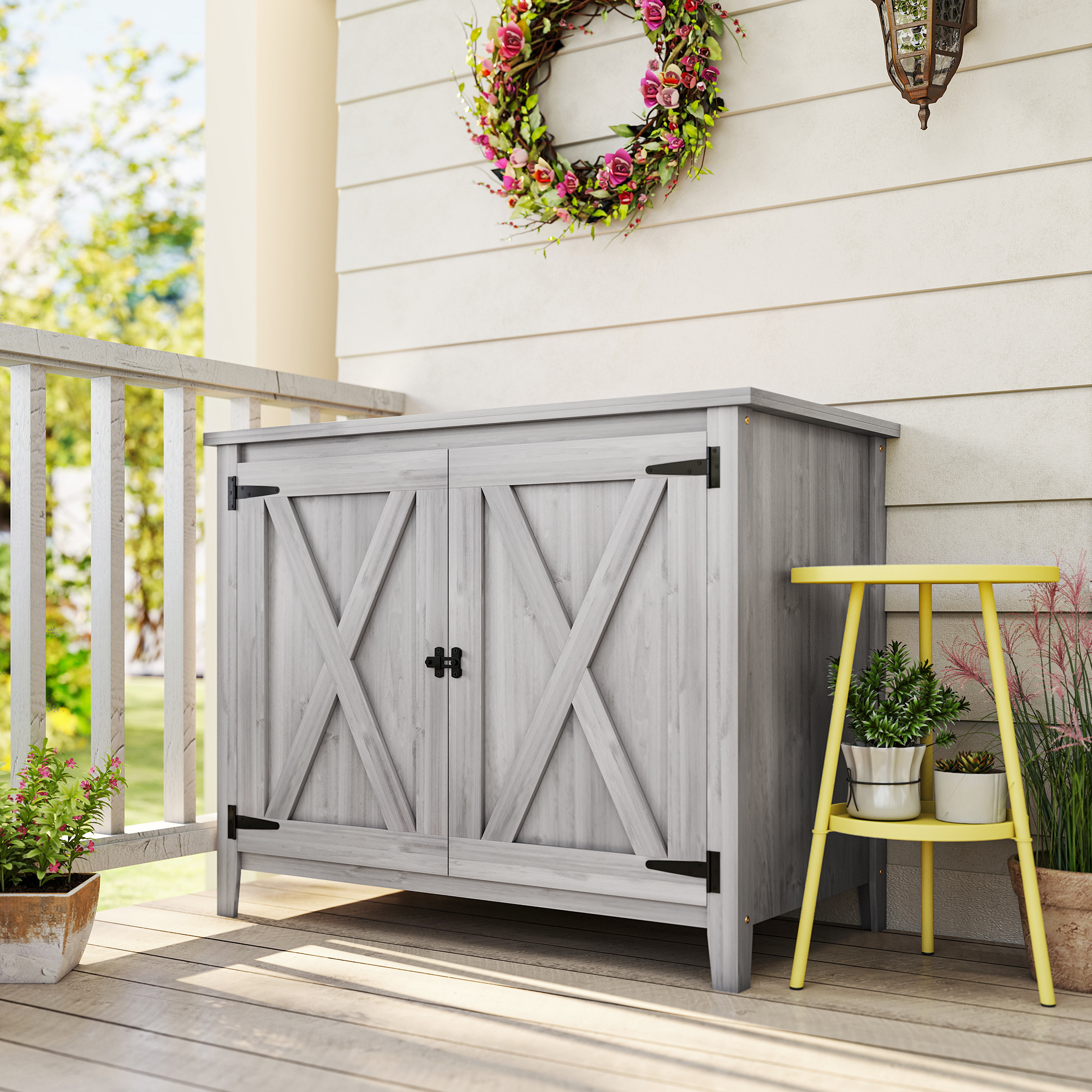 Outsunny Gartenschrank Holz, Geräteschuppen wetterfest 110x60x88,5cm, Gerät günstig online kaufen
