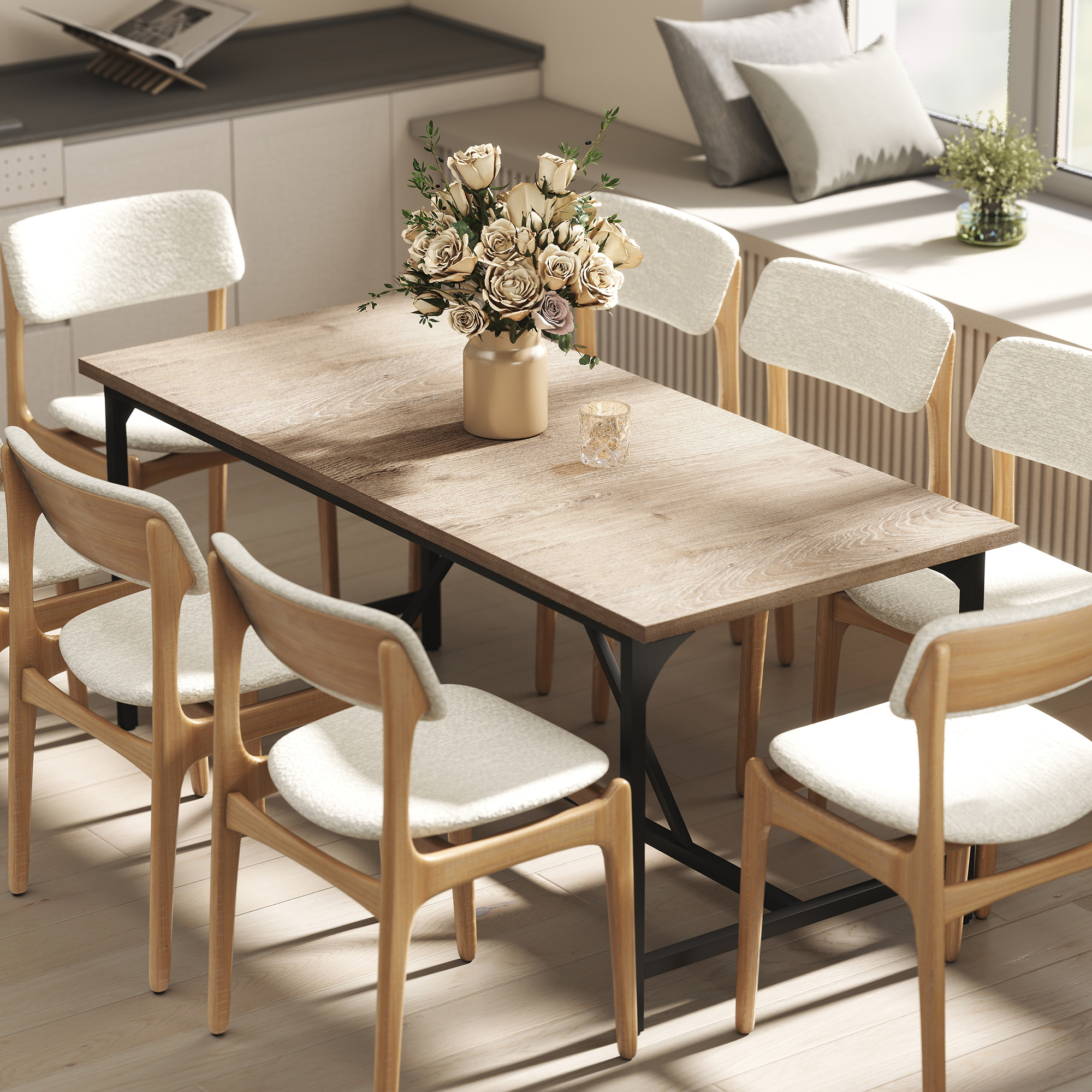HOMCOM Rechteckiger Esstisch für 6-8 Personen Küchentisch 180 cm im Industr günstig online kaufen