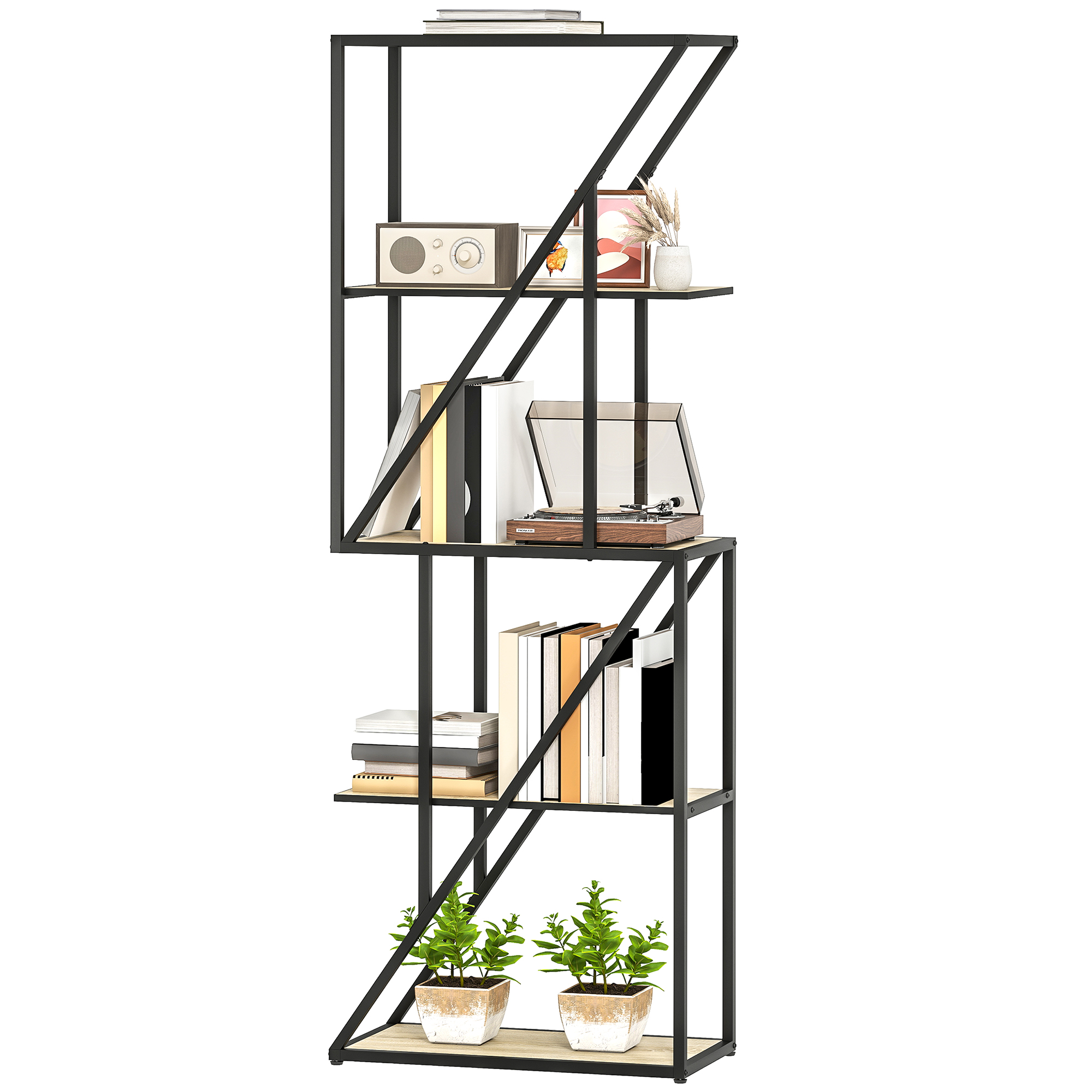HOMCOM light oak shelf in metal (ref. 836-621V00AK)