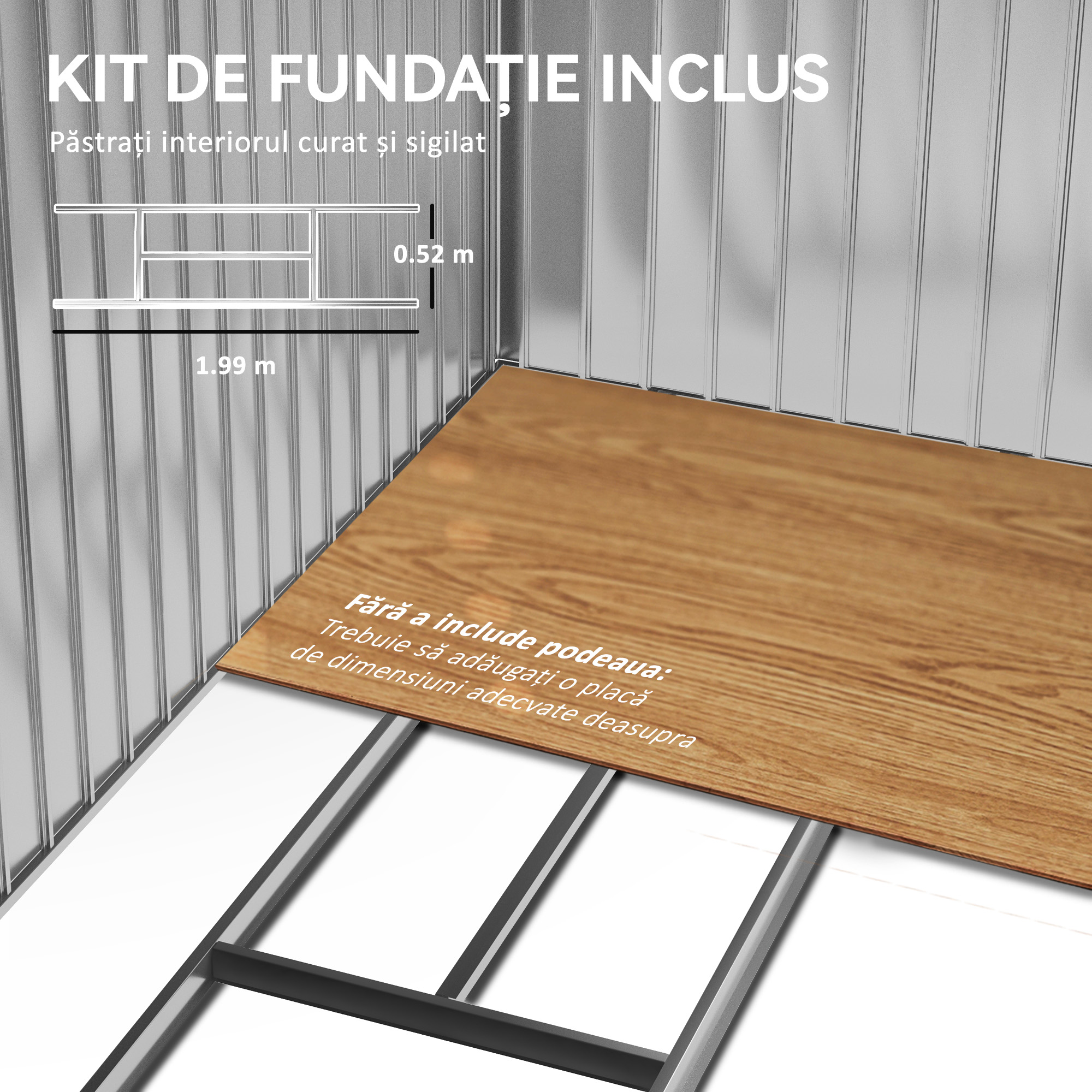  Casuta pentru Gradina pentru Ustensile din Lamiera de Otel, 213x127x185cm [5]