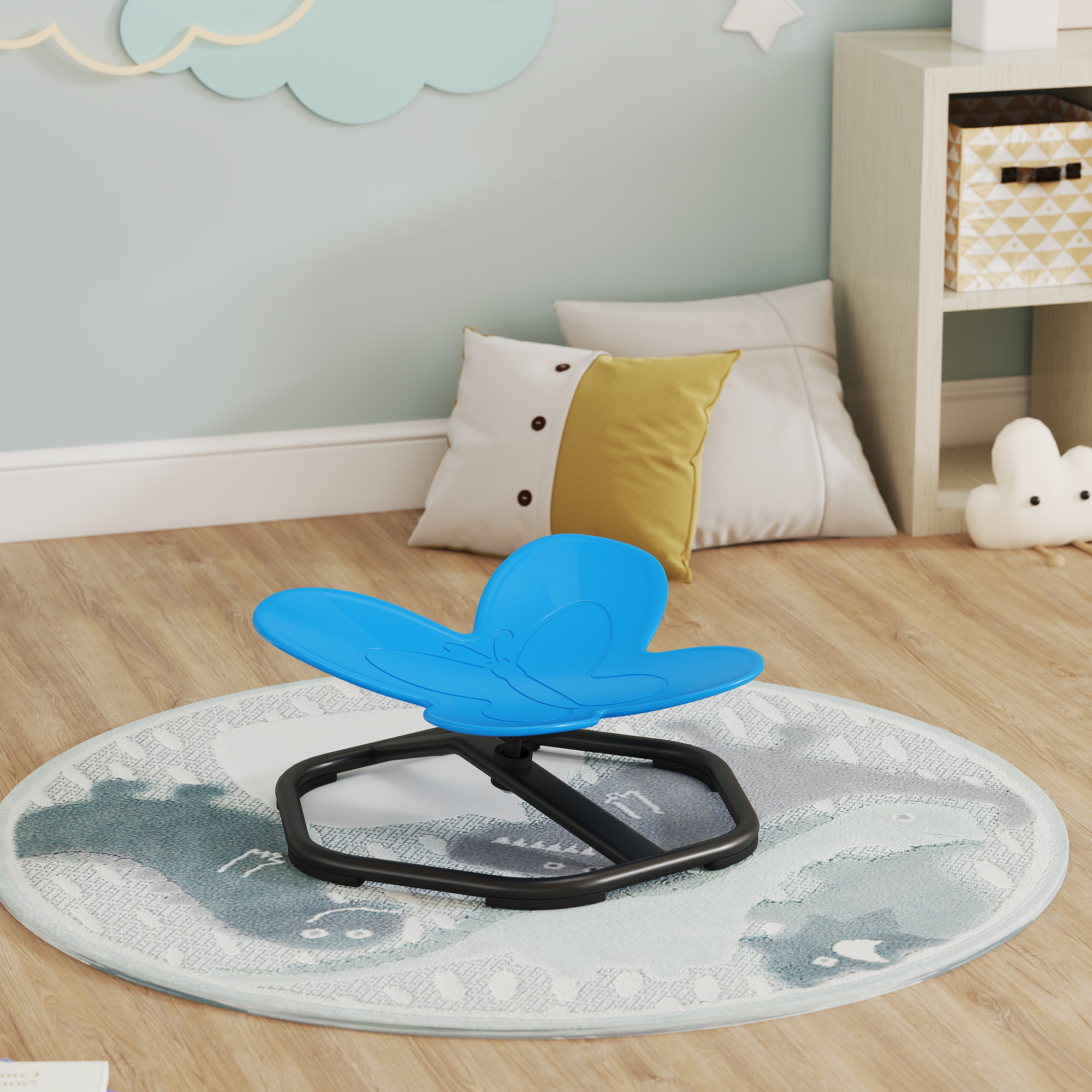 AIYAPLAY Butterfly-Shaped-kids Swivel Chair, Sensory Spinning Chair for Balance, Coordination Training, Blue 7