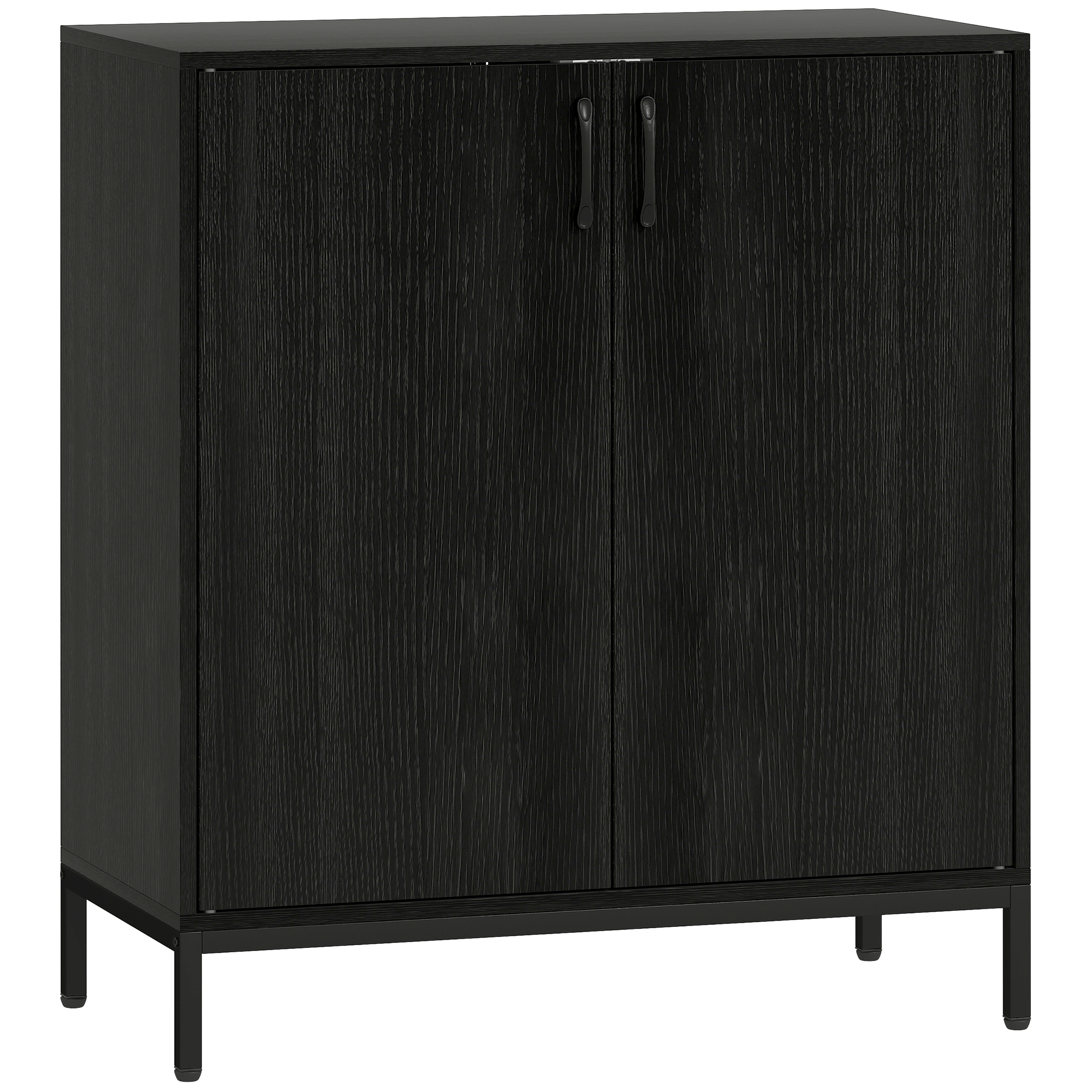 HOMCOM Küchenschrank mit 2 Türen, Moderne Küchenschränke, Verstellbares Regal und Erhöhte Basis, für Esszimmer, Flur, Schlafzimmer, 80x40x90 cm, Schwarz Aosom