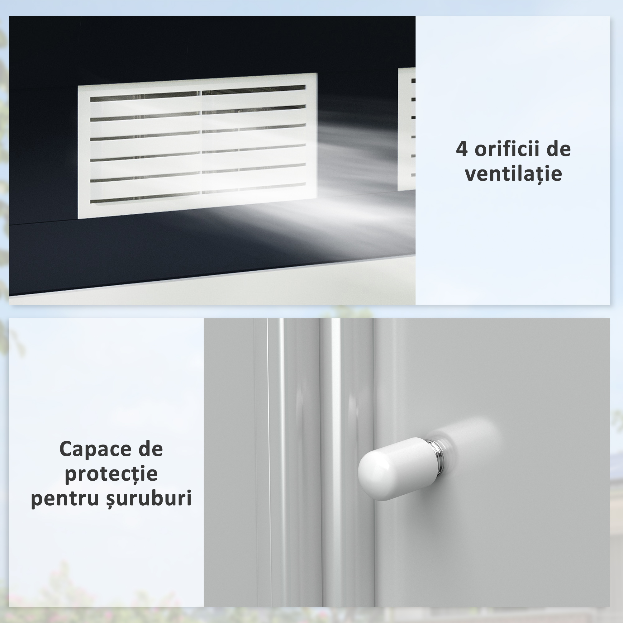  Casuta de Gradina Depozitare Unelte din Tabla de Otel, Magazie de Gradina din Otel cu Usi glisante, 213x130x185cm, Gri [7]