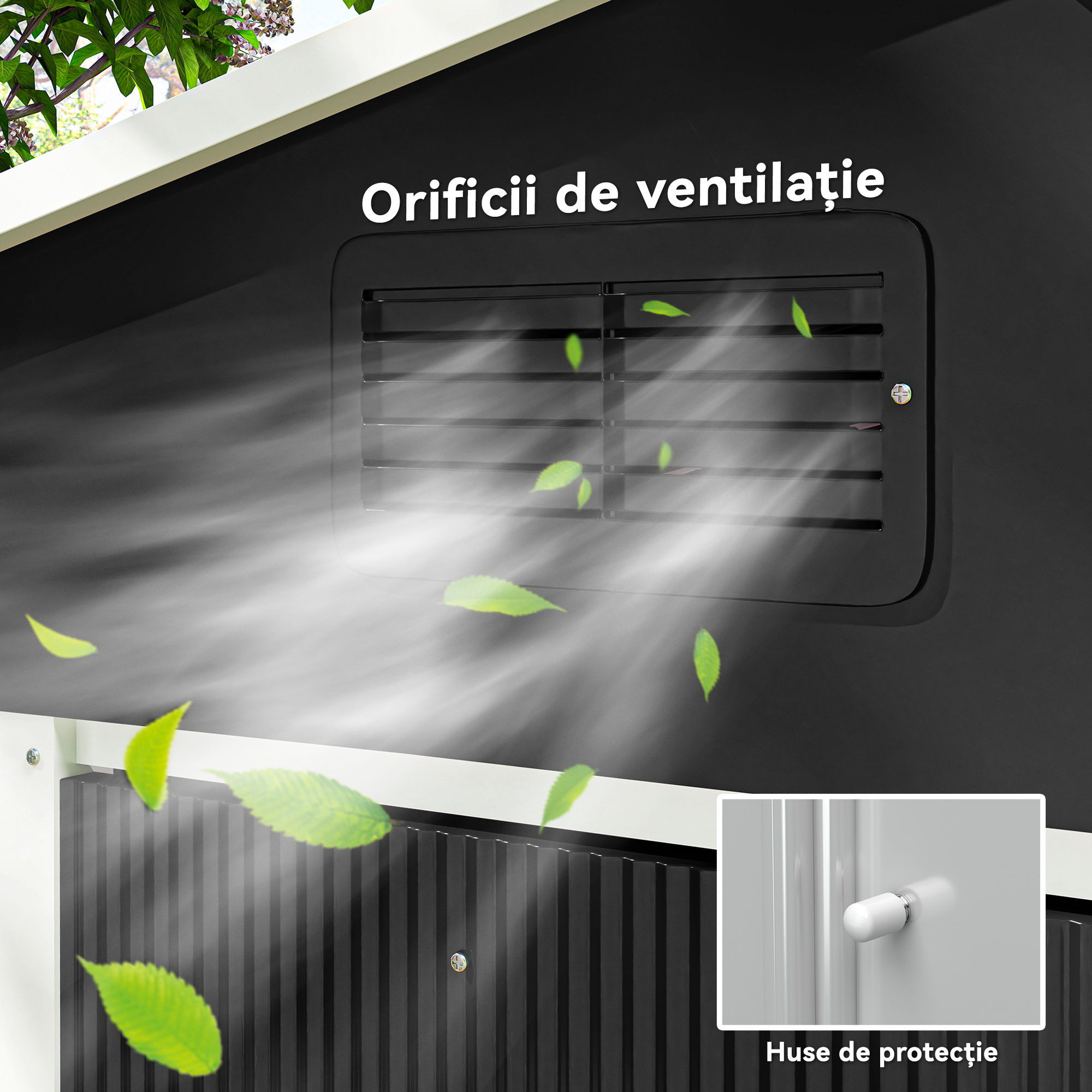  Magazie de depositare Gradina cu 2 usi Glisante de ventilatie, Otel [5]