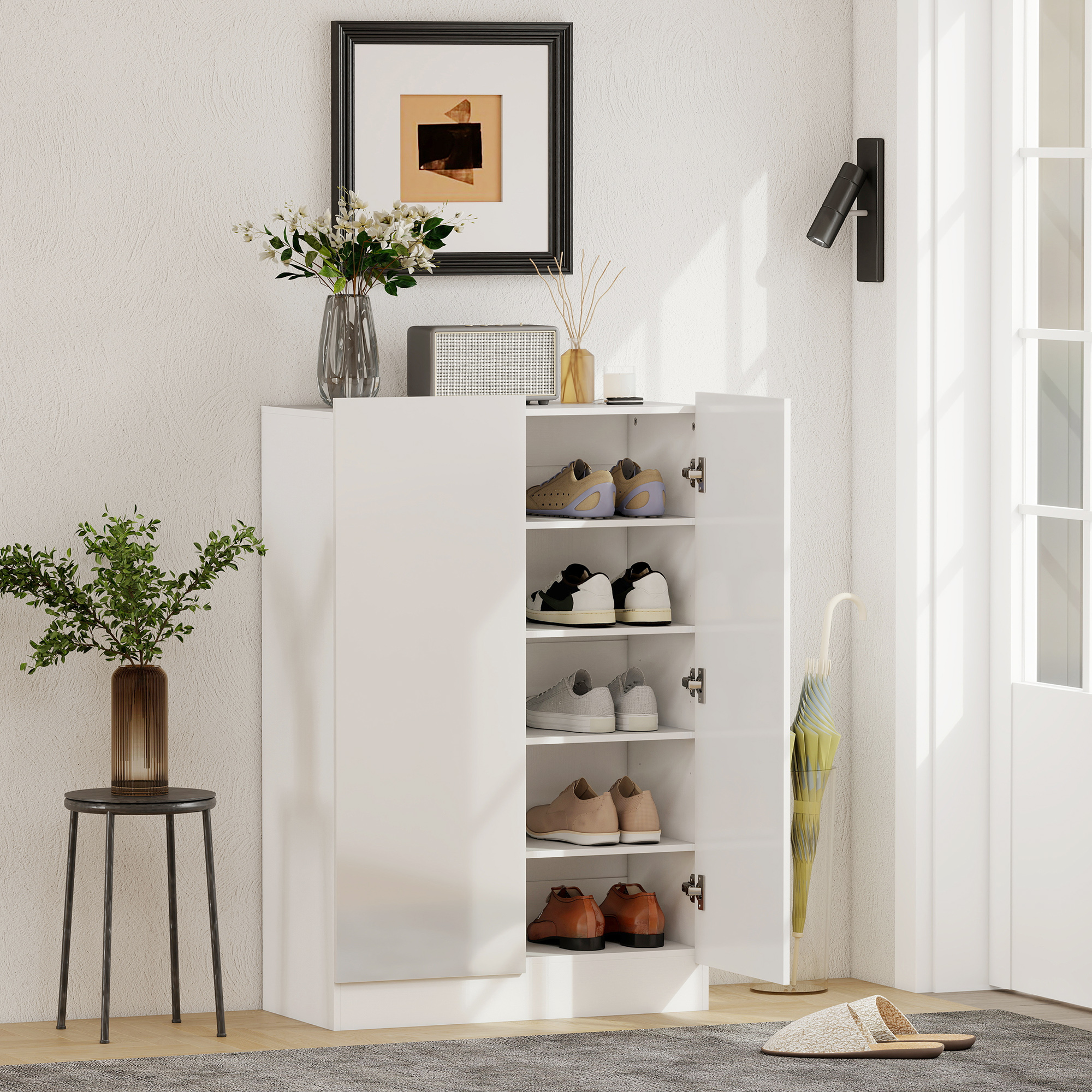 HOMCOM Schuhschrank mit 2 Türen und leisem Verschluss, Schuhschrank für den günstig online kaufen