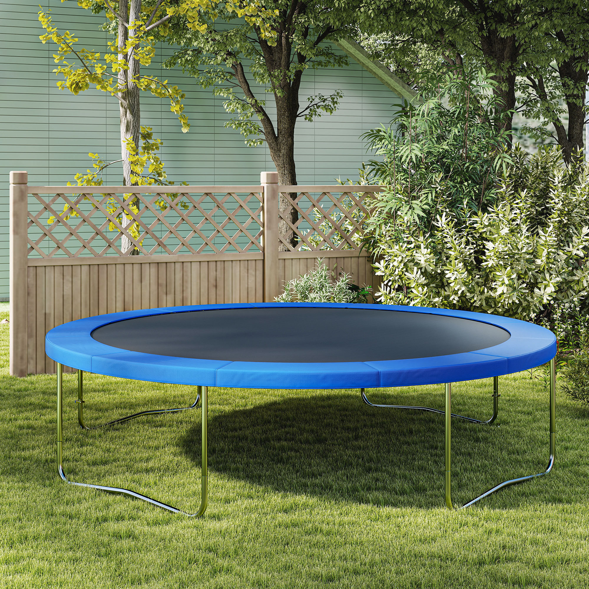HOMCOM 12ft Trampoline Pad Φ366cm Trampoline Accessories Surround Pad Thick Foam Pads Padding Replacement Spare- Blue 9