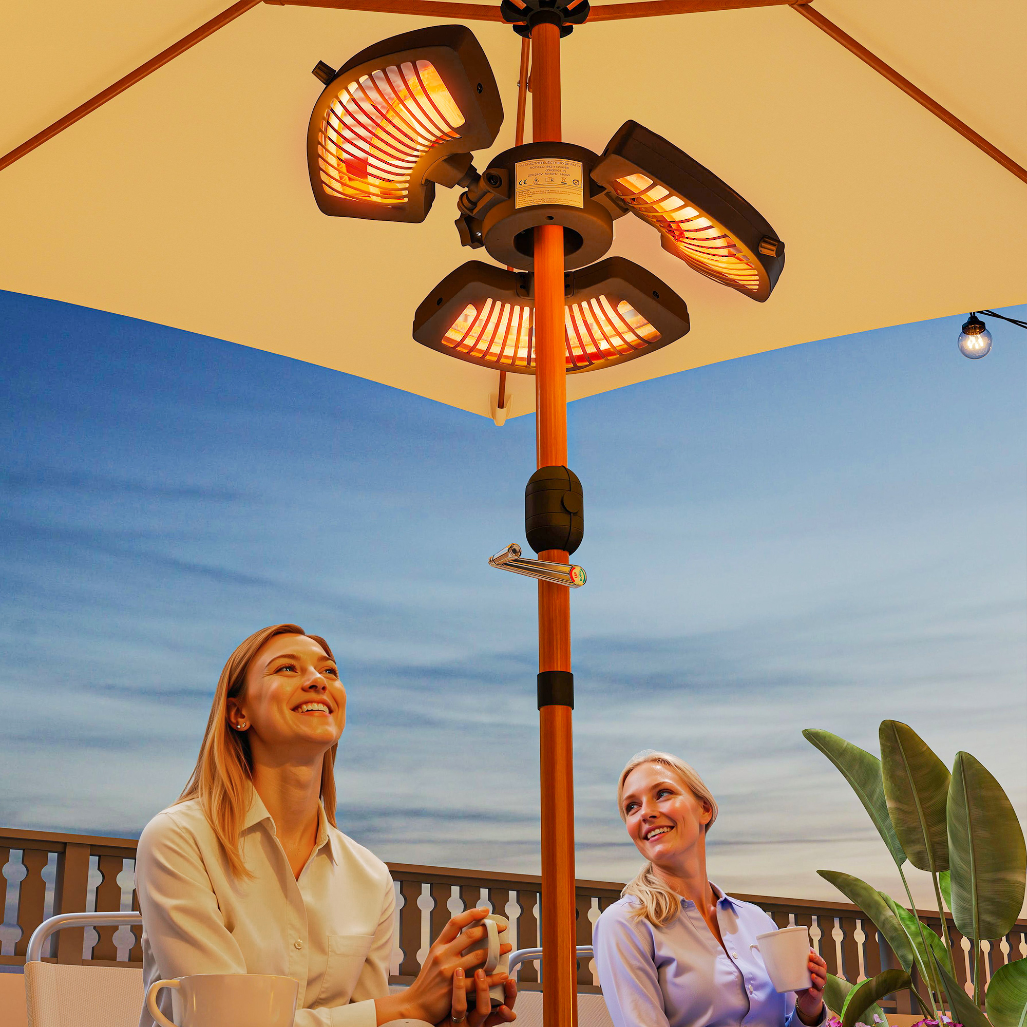 Outsunny Infrarot-Heizstrahler für Sonnenschirm, 2400 W, Elektrischer Terra günstig online kaufen