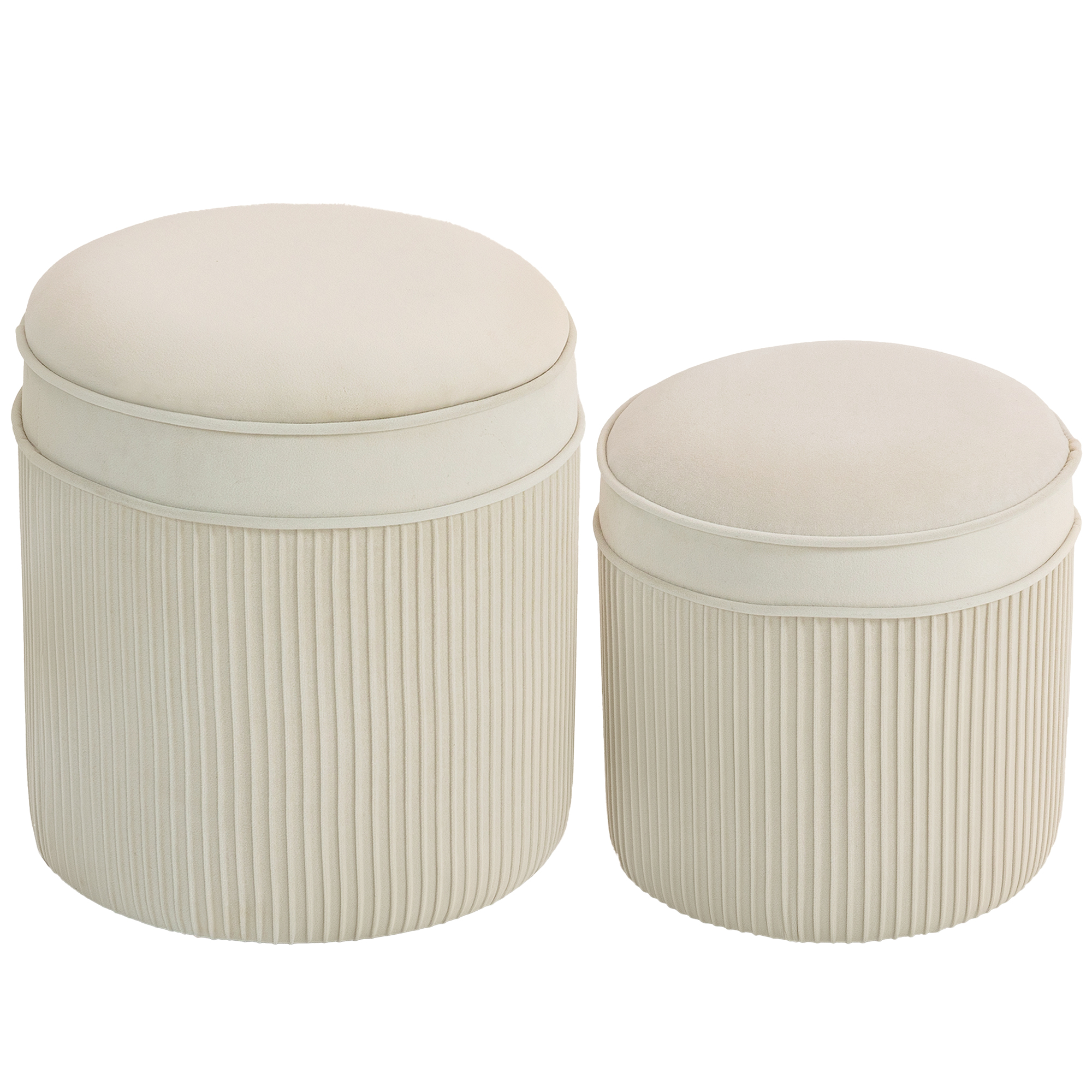HOMCOM 2er Set Sitzhocker mit Stauraum Hocker mit Deckel, Runder Fußhocker günstig online kaufen