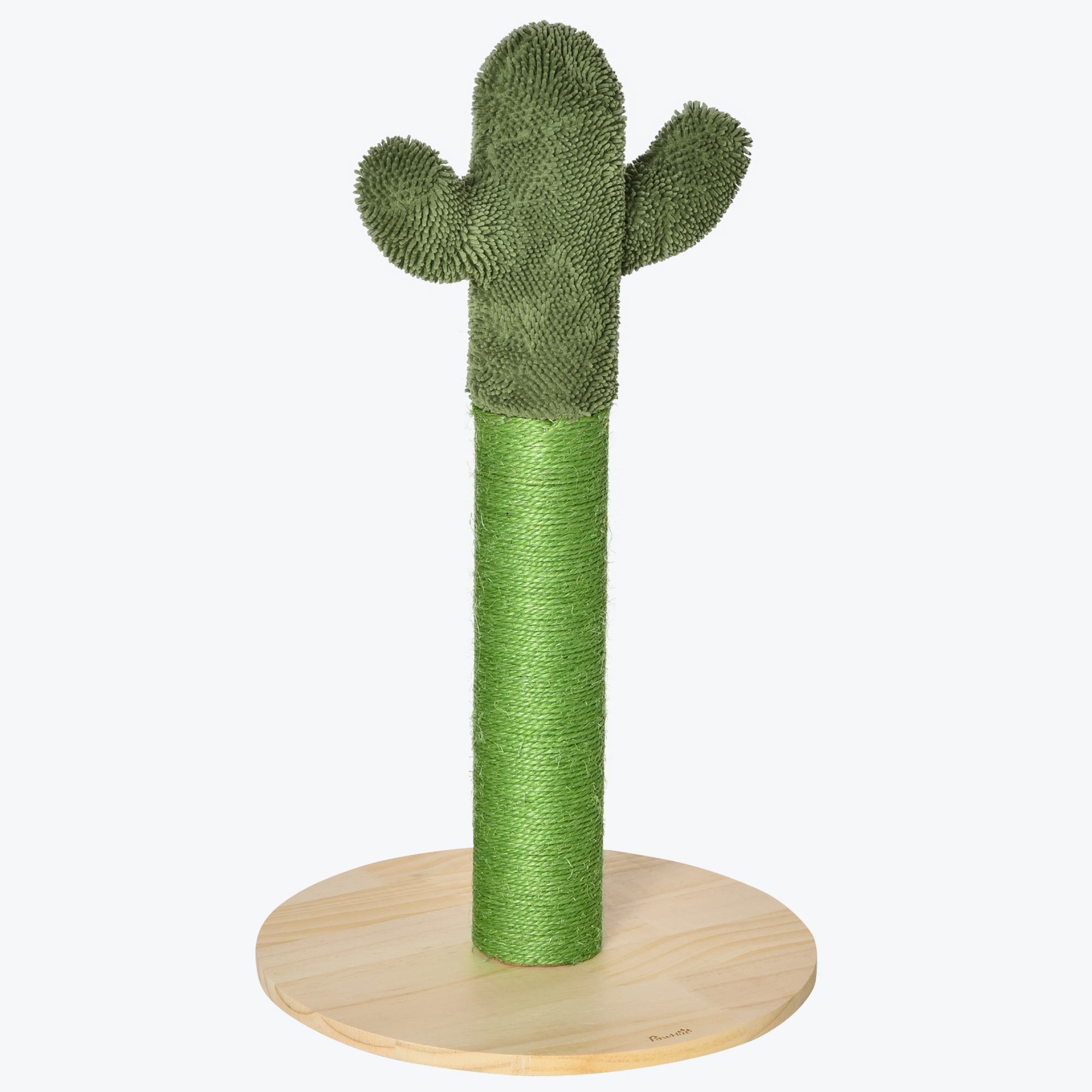 PawHut Rascador para gato de interior en forma de cactus, árbol para gatos en sisal resistente con base, 40 x 40 x 65 cm, verde