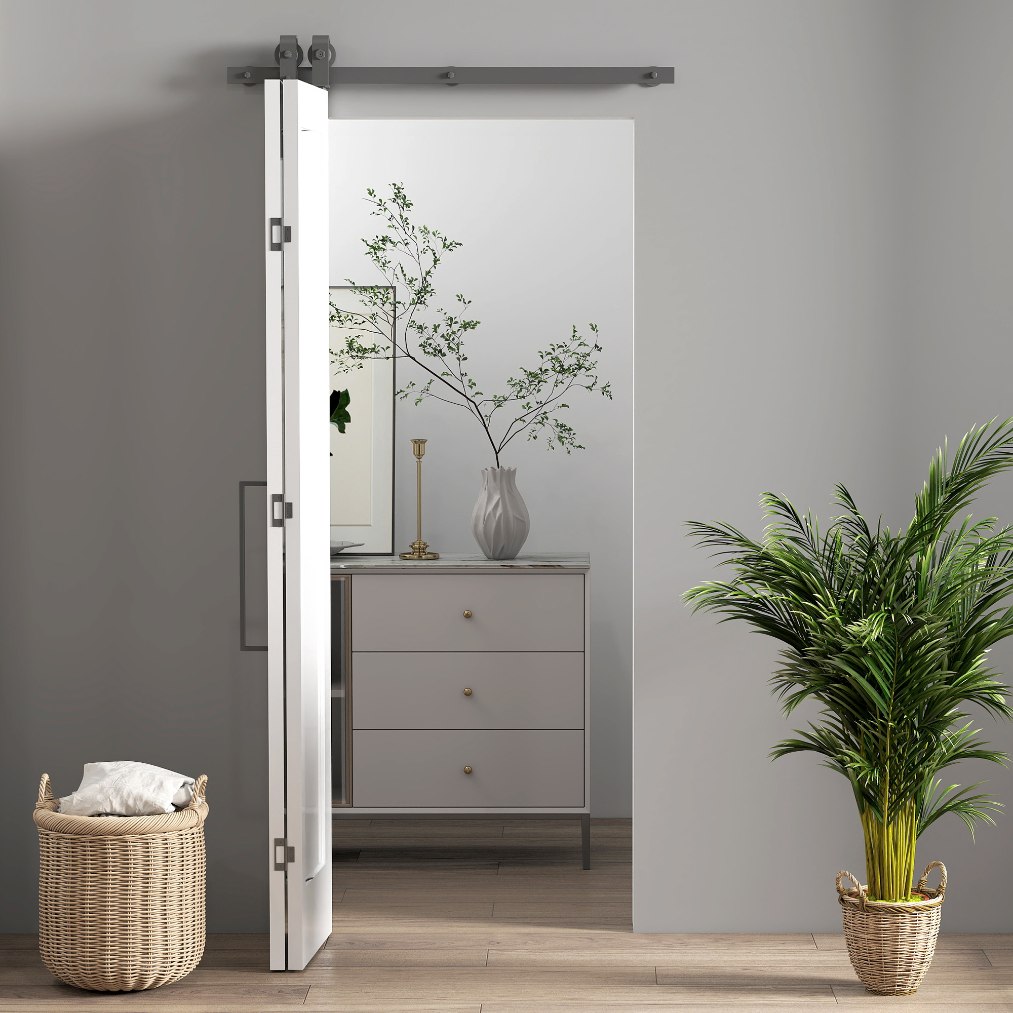 HOMCOM Ușă Pliabilă tip Carte cu Suprafață Vopsibilă 90x210 cm Alb | Aosom Romania