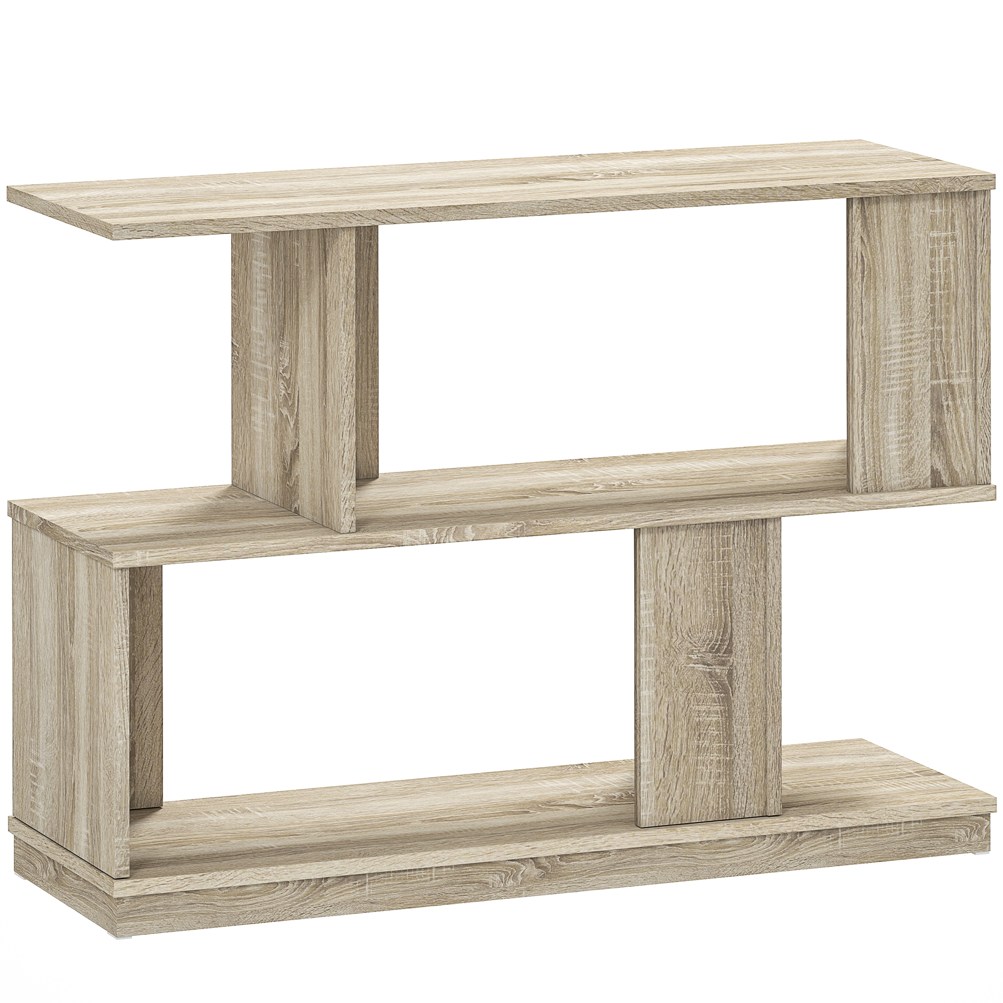 HOMCOM Măsuță de cafea modernă în formă de S cu 4 rafturi 90x30x61 cm Lemn | Aosom Romania