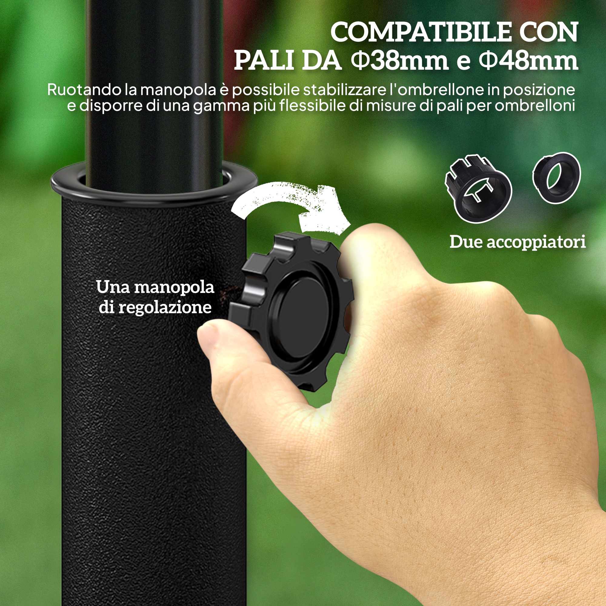 Base Per Ombrellone Outsunny 12kg - Design Fiore Di Loto, Per Esterni Giardino O Piscina - Foto 6