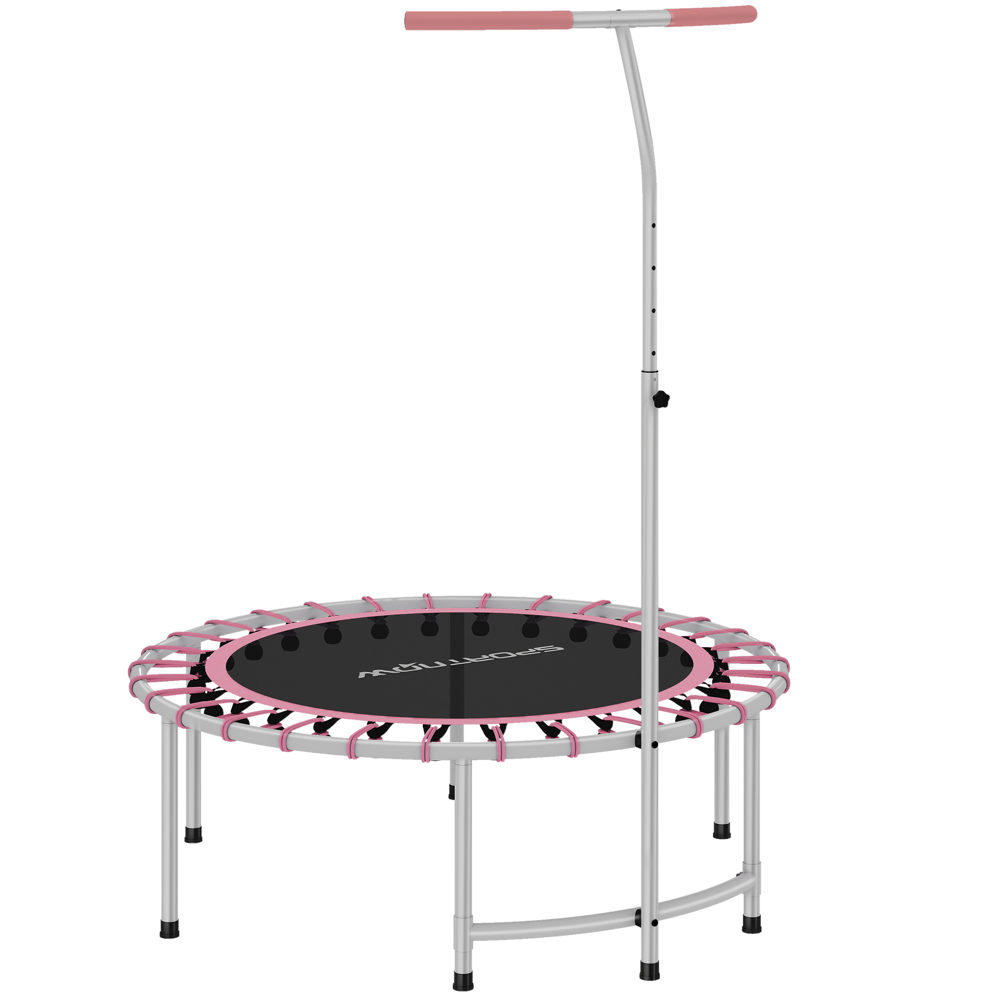 SPORTNOW Trampolin für Erwachsene Ø102 cm, Mini Fitness Trampolin mit verstellbarem Griff in 5 Stufen, Stahlrahmen, für Bein- und Körpertraining zu Hause, Büro, Fitnessstudio, Rosa Aosom