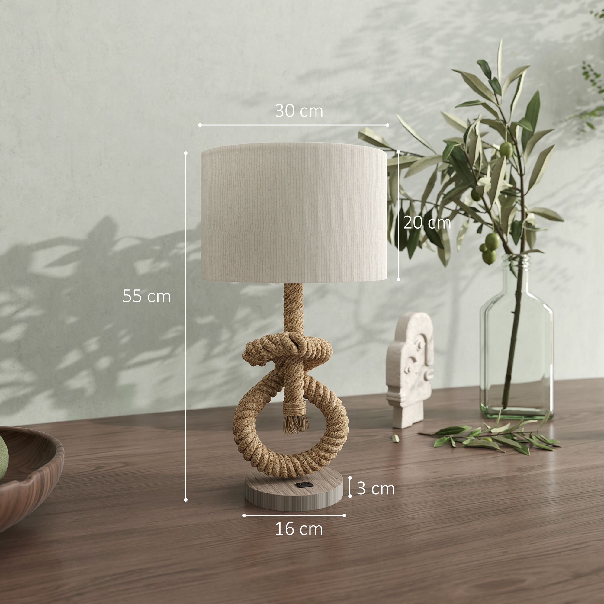 HOMCOM Nautical LED Table Lamp with USB Charging Port, Bedside Desk Lamp for Bedroom, Living Room, Home Office 3