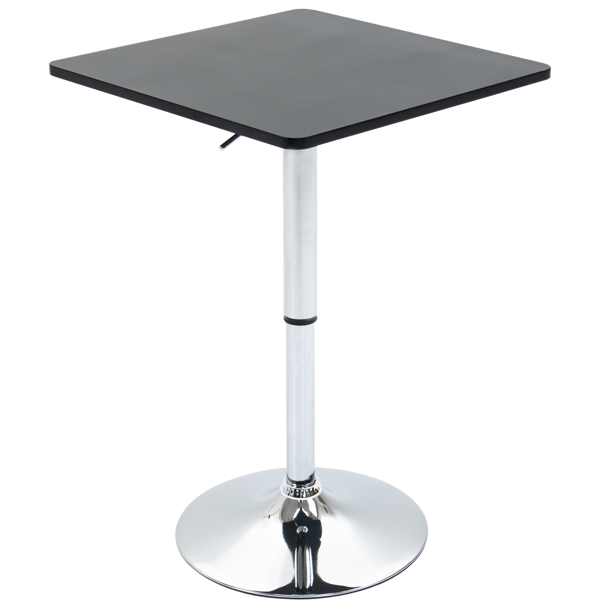 HOMCOM Modern Height Adjustable Counter Bar Table with 360° Swivel Tabletop and Electroplating Metal Base, Bistro Table, Black and Silver   Aosom UK