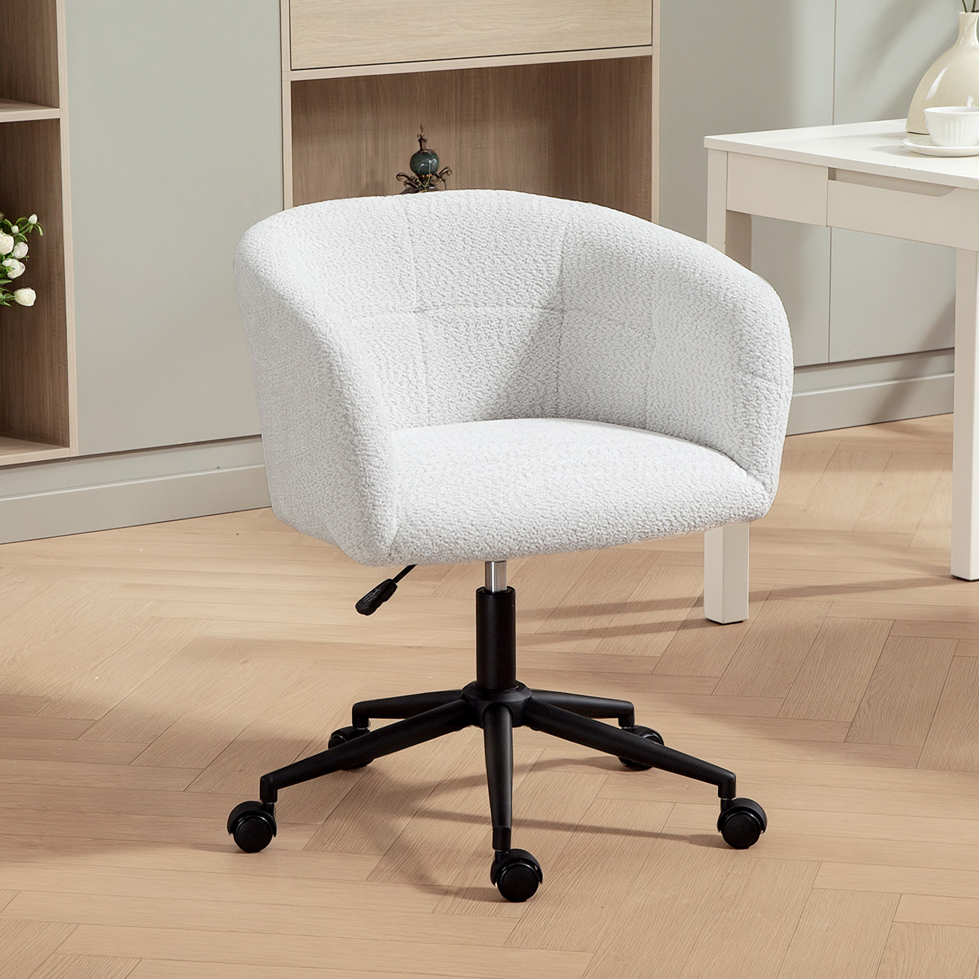 HOMCOM Schreibtischstuhl Homeoffice Stuhl mit Samt-Leinenoptik, gewölbter R günstig online kaufen