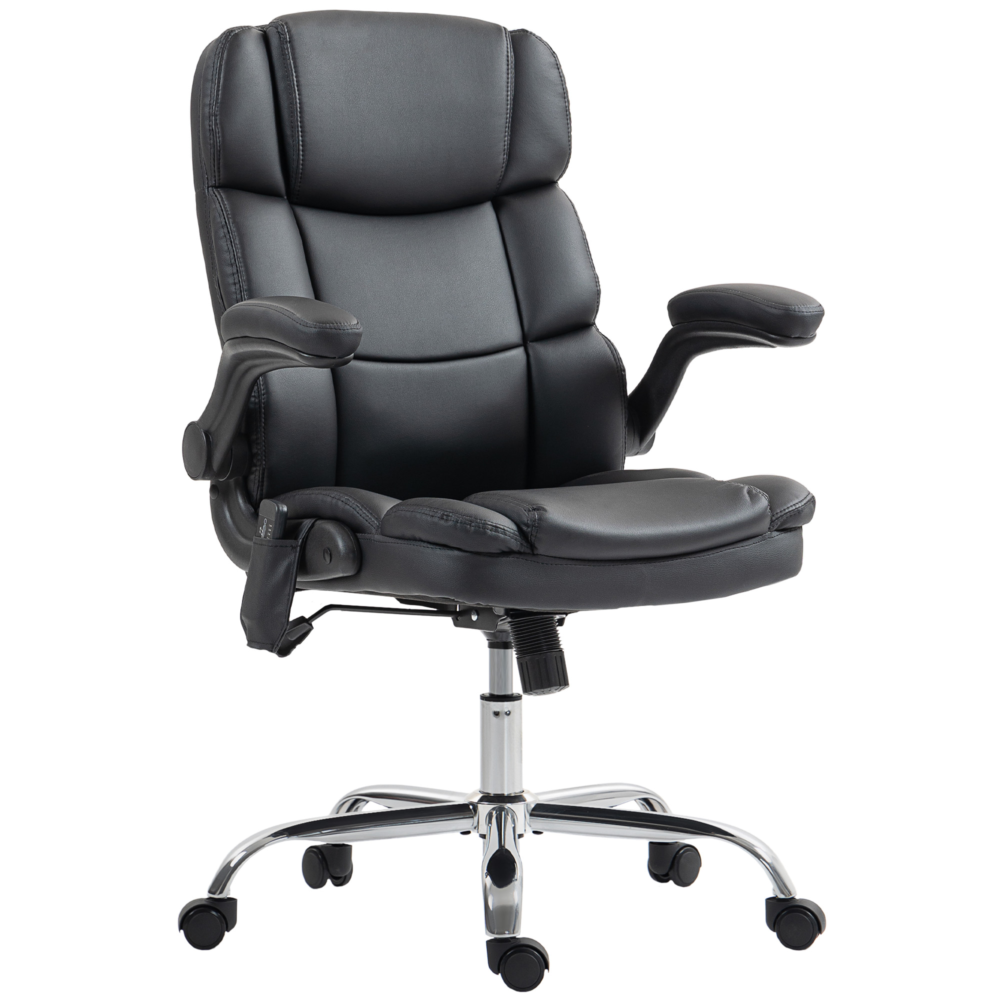 HOMCOM Fauteuil de Bureau Massant à 4 Points avec Riscaldamento et Accoudoirs Rabattabili, Noir