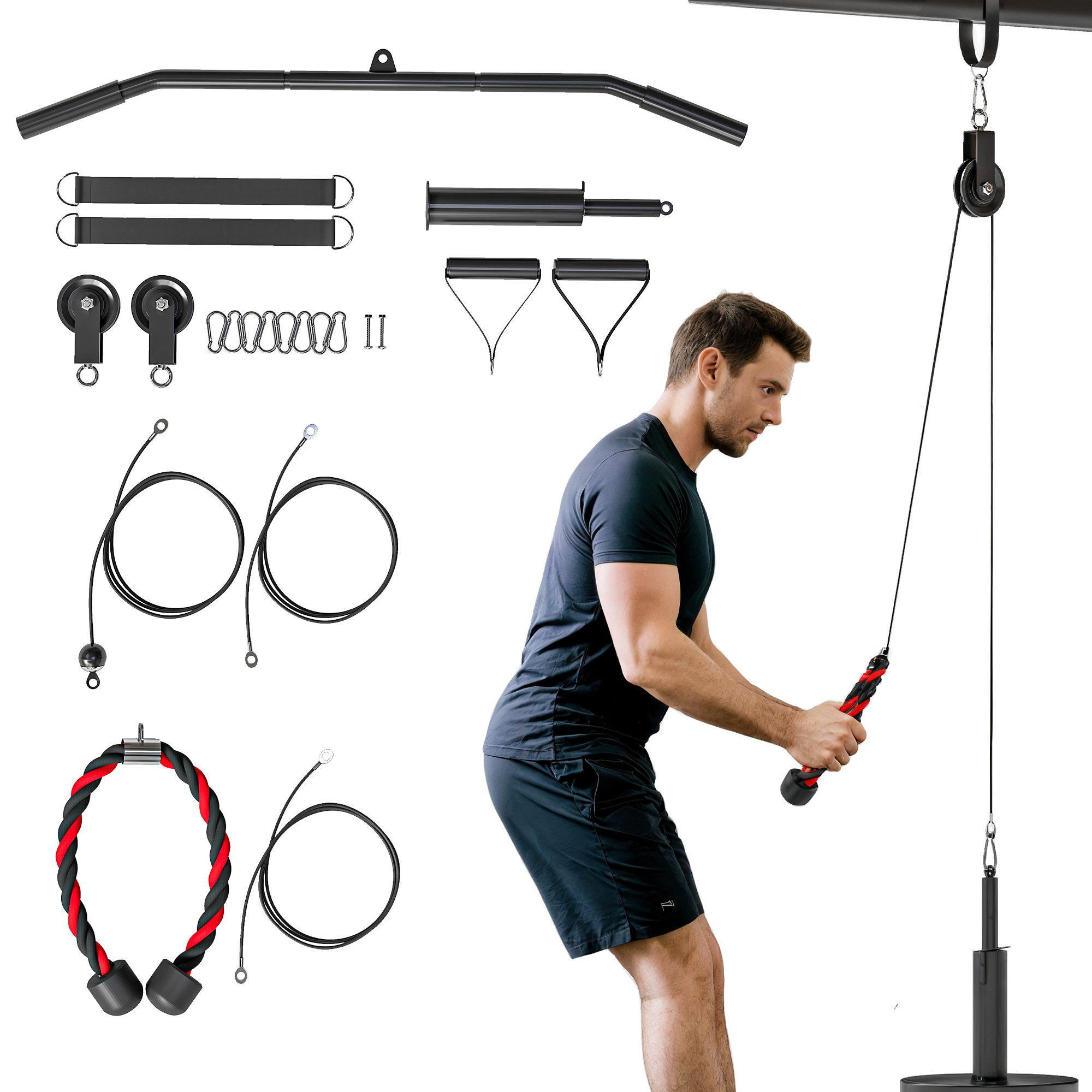 SPORTNOW Sistem de Scripeți pentru Sala de Sport, Scripeți pentru Sala de Acasă, Mașină LAT Pulley pentru Antrenament Bicepși și Tricepși, Atașament pentru Discuri Greutăți Universale și Accesorii | Aosom Romania