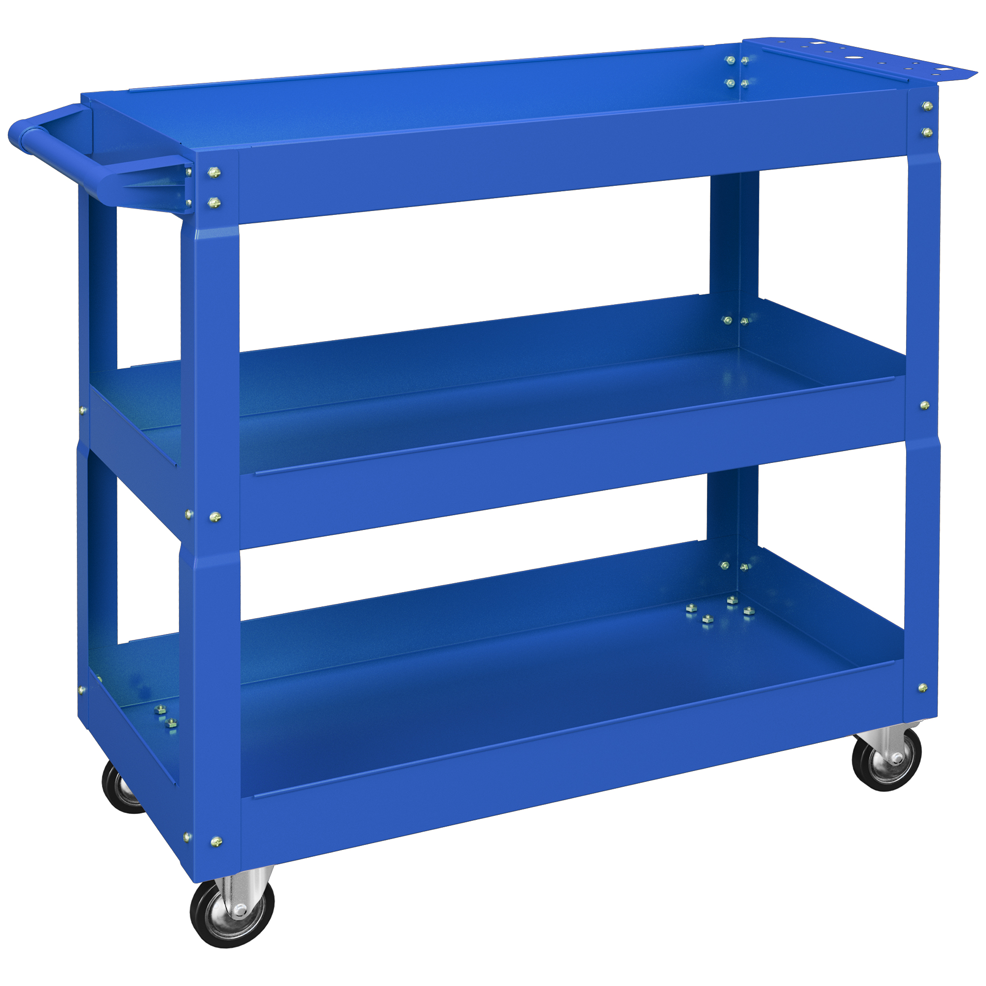 DURHAND Carrello porta attrezzi in acciaio con 3 ripiani su ruote, carico max. 150 kg, 83x35.3x76 cm, Blu   Aosom Italy