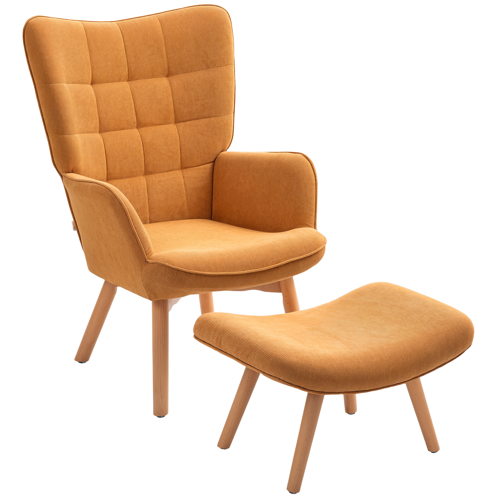 HOMCOM Sessel mit Hocker, Ohrensessel mit Hoher Rückenlehne, Holzbeine, Lou günstig online kaufen