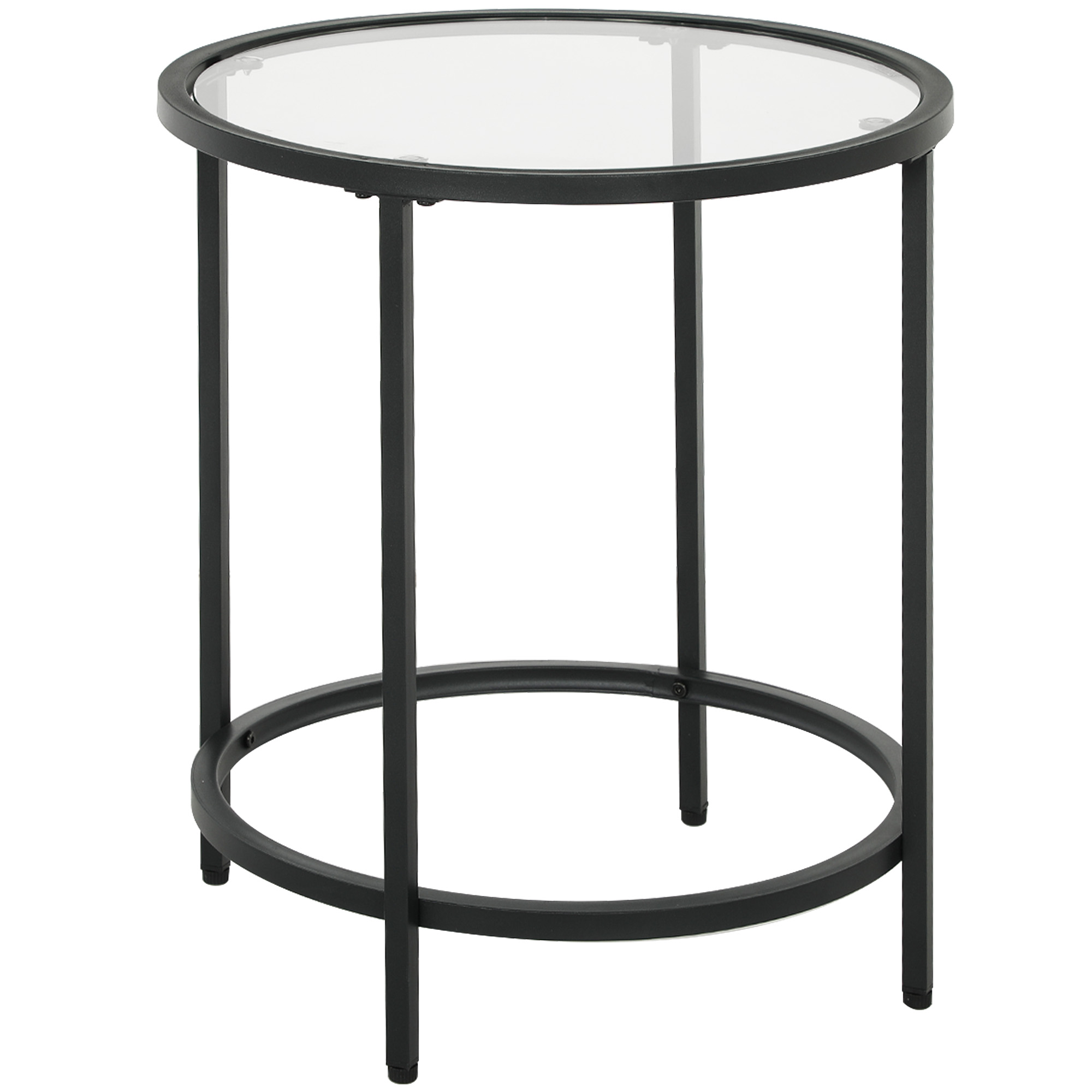 HOMCOM Beistelltisch Rund Couchtisch mit Tischplatte aus Glas, Metallrahmen günstig online kaufen
