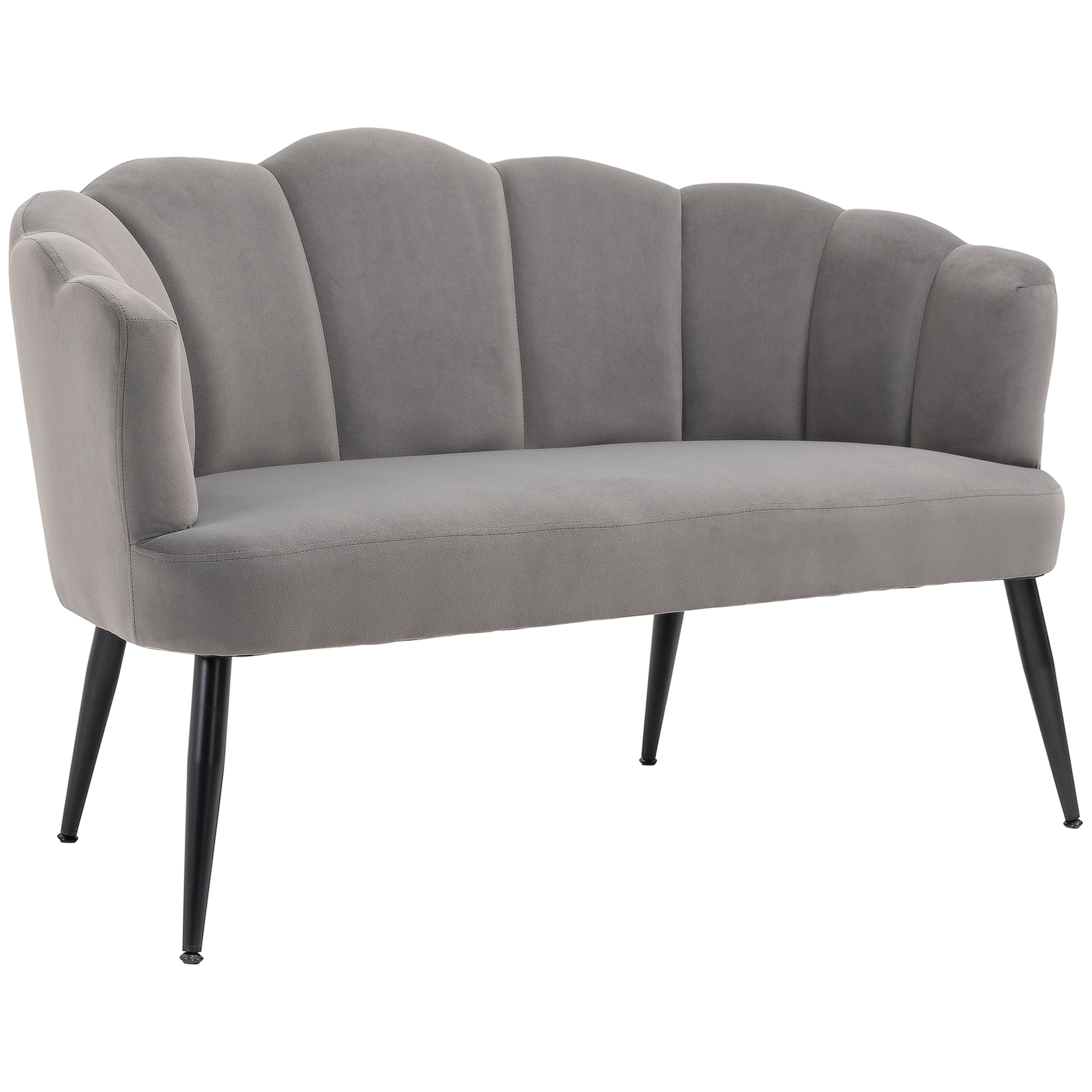 HOMCOM Sofa 2 Sitzer 132 cm Couch mit Armlehne, Muschelartige Rückenlehne, günstig online kaufen