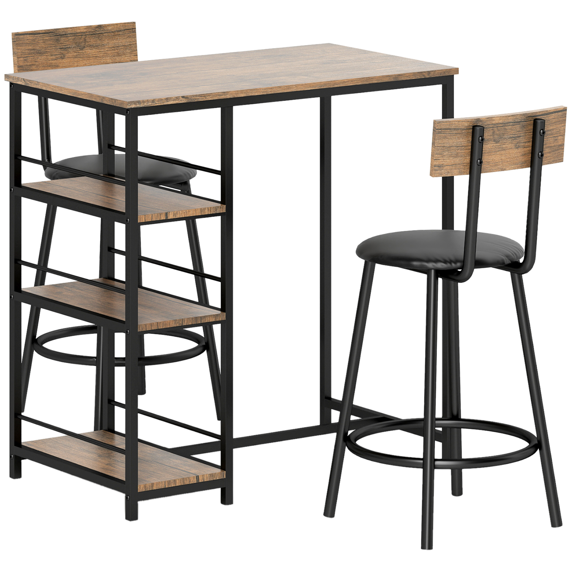 HOMCOM Bartisch mit Barhocker Set, 3-tlg. Bartisch-Set mit Küchentisch, 3 A günstig online kaufen