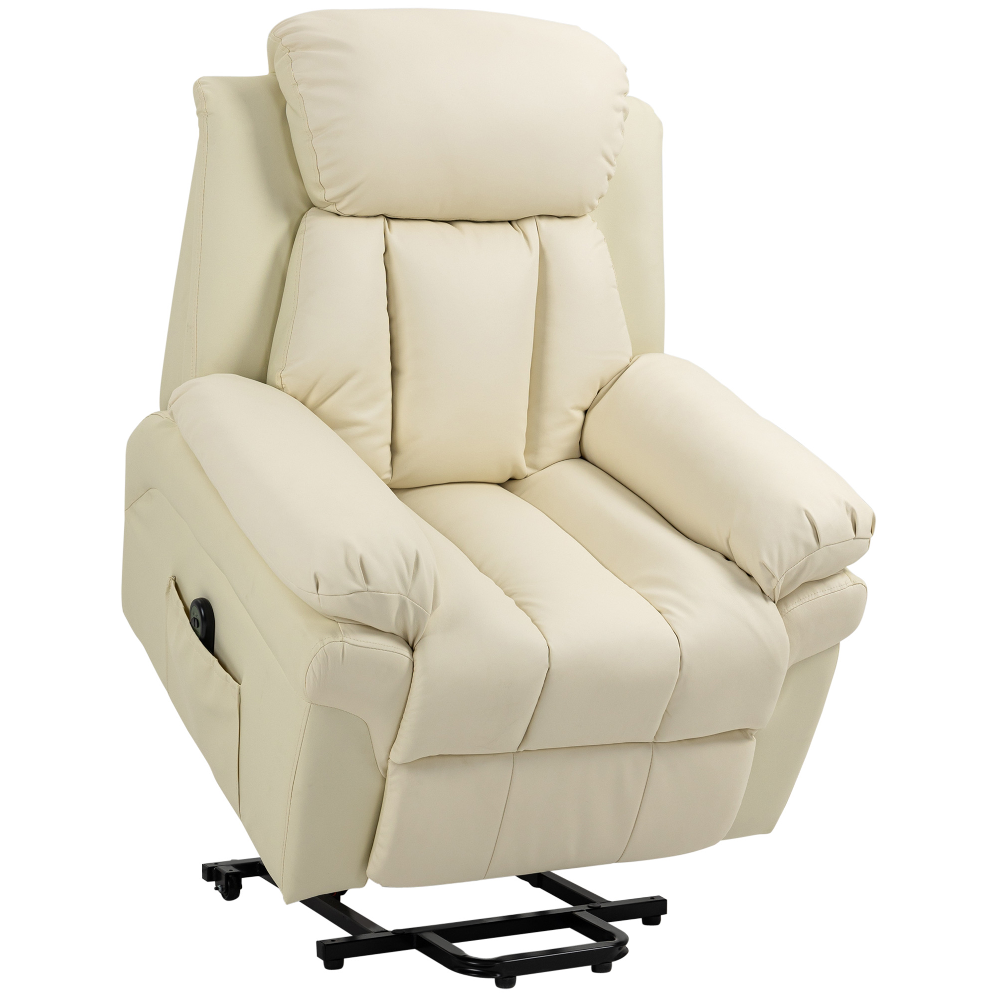 HOMCOM Fernsehsessel mit Aufstehhilfe Kunstleder Cremeweiß 93L x 96B x 105H günstig online kaufen