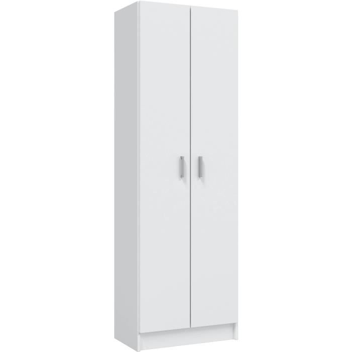 Armoire rangement chaussures - meuble d'entrée - 2 portes avec étageres- L59 x P37 x H180 cm - Basic
