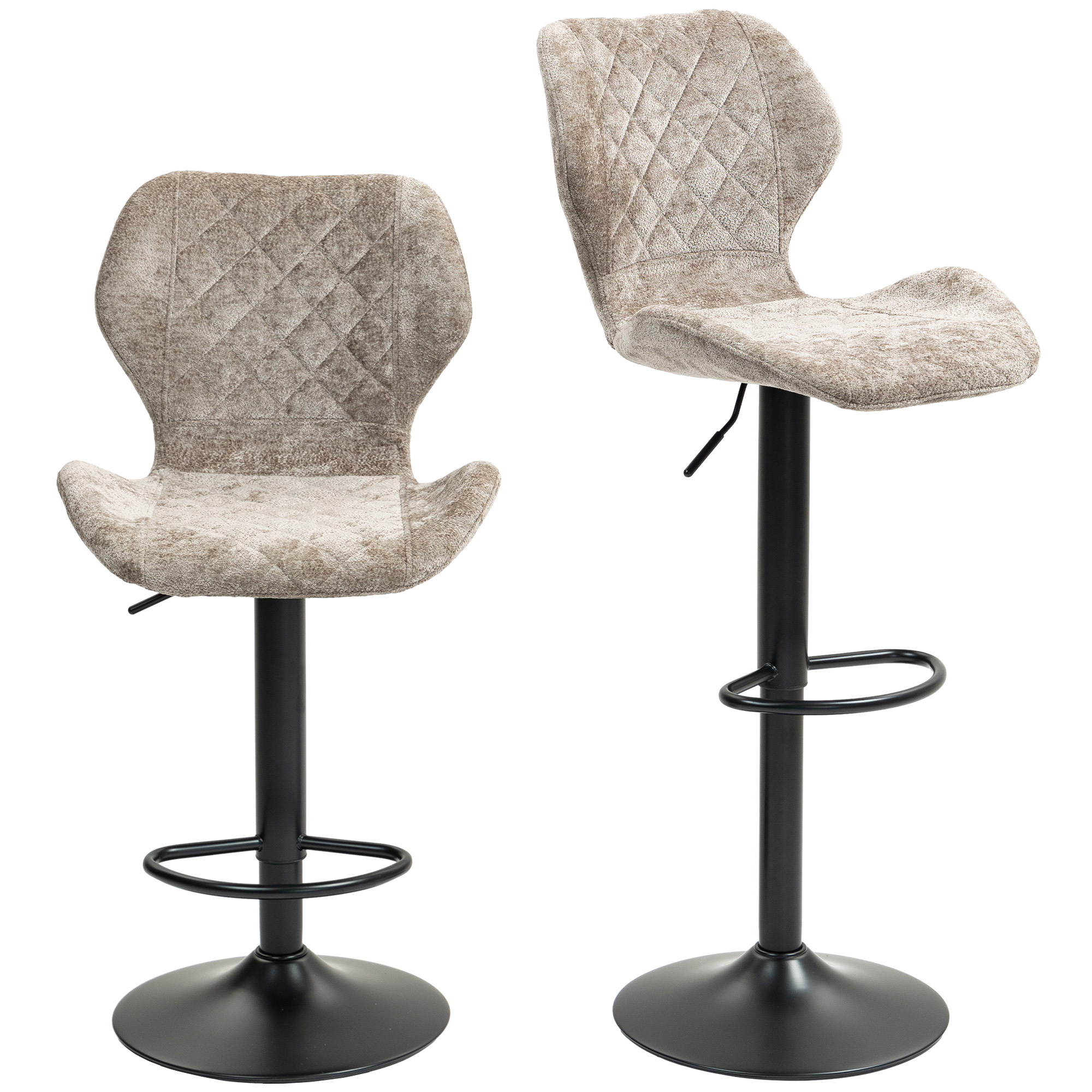 HOMCOM Barhocker 2er-Set, Gepolstert Barstuhl mit Lehne, Chenille-Optik, St günstig online kaufen
