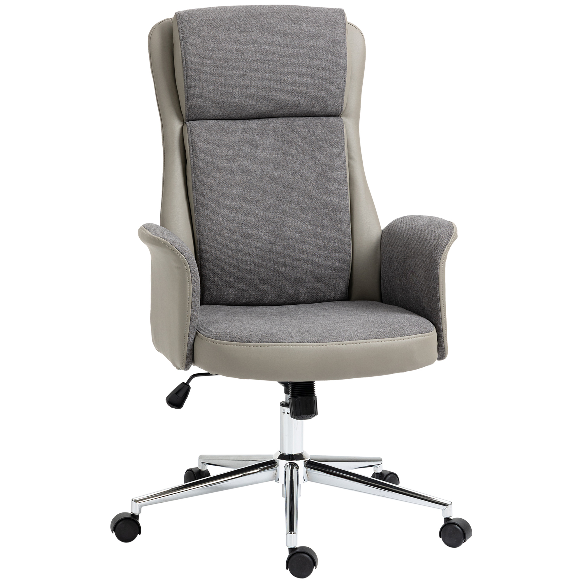 Vinsetto Sedia Da Ufficio Ergonomica Girevole, Altezza Regolabile E Dondolamento Poltrona In Tessuto A Rete 65x60x119 129cm Grigio 82802655