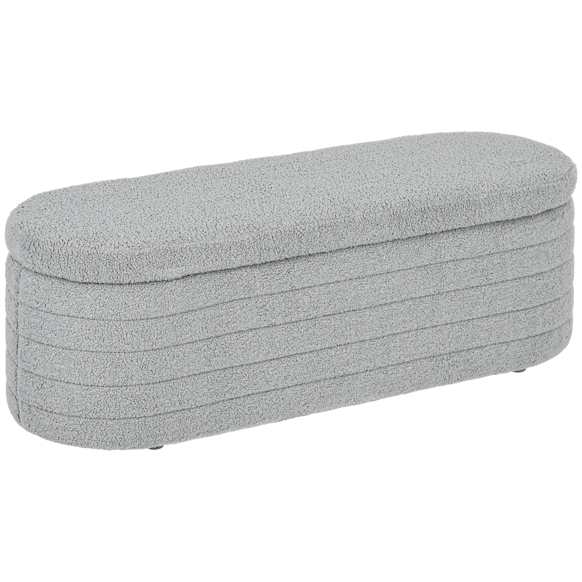 HOMCOM Schlafzimmer Bettbank, mit Stauraum, Holzbeine, hohe Stabilität, Teddy-Fleece, Belastbarkeit 120 kg, 116 x 41 x 40,5 cm, Hellgrau   Aosom – HOMCOM