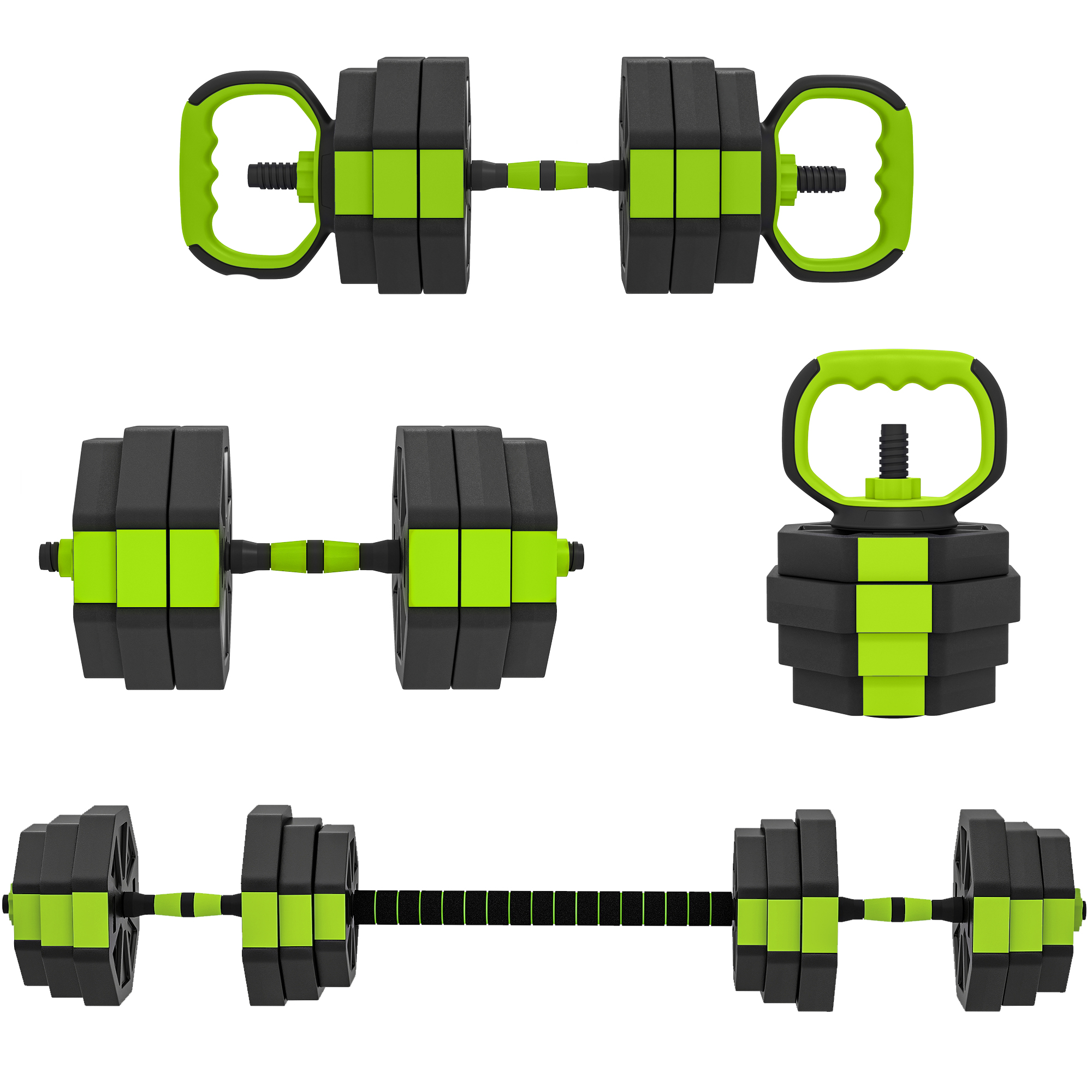 SPORTNOW Verstellbares Hantelset, 4 in 1, 25kg, Gewichtsset als Kettlebell, Stange, Hanteln oder Liegestützhalter, Fitnessgerät für Männer und Frauen, Heim-Fitnessstudio Aosom
