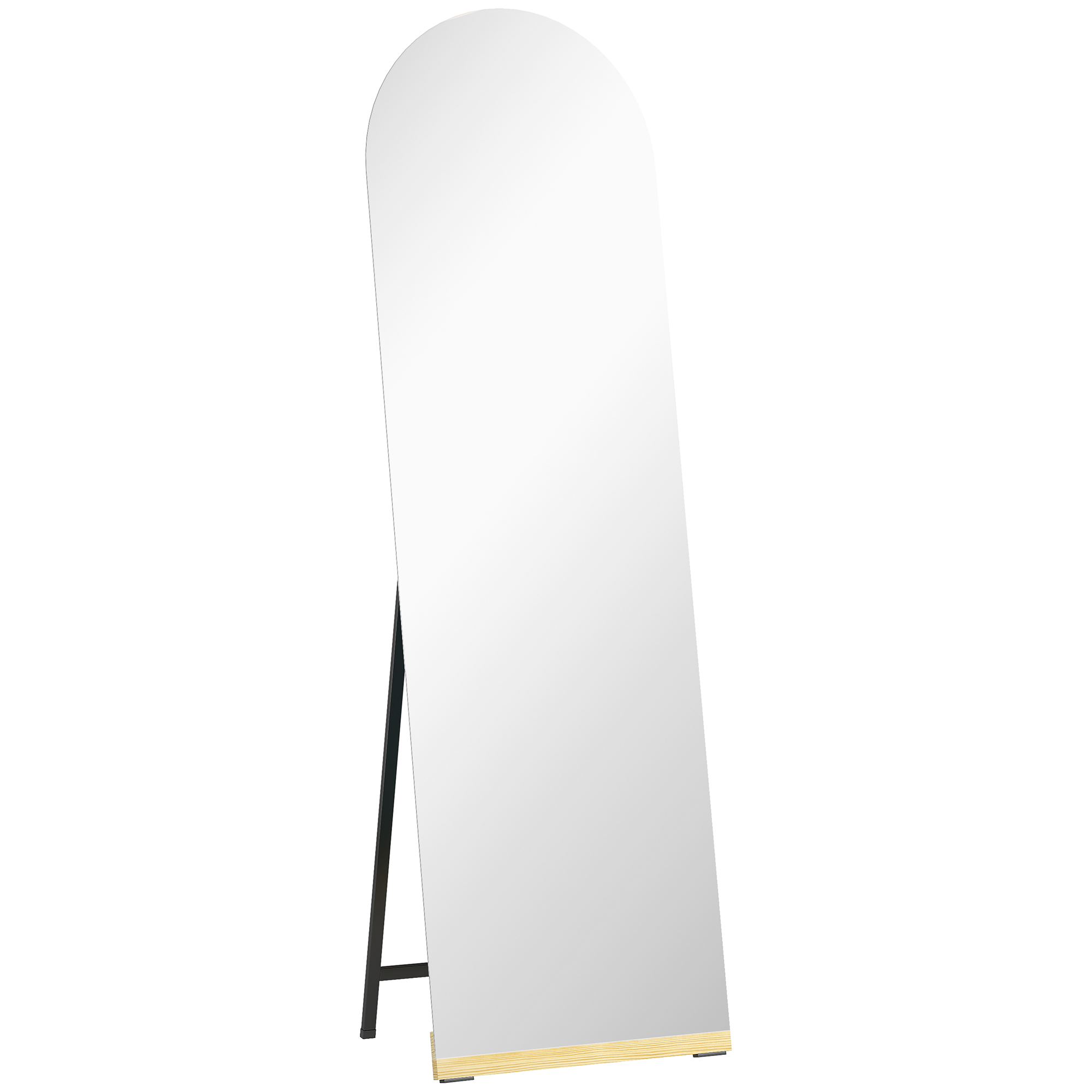 HOMCOM Espejo de Cuerpo Entero Curvado 160x50 cm sin Marco Base de Madera Espejo de Pie o Apoyado en la Pared Transparente
