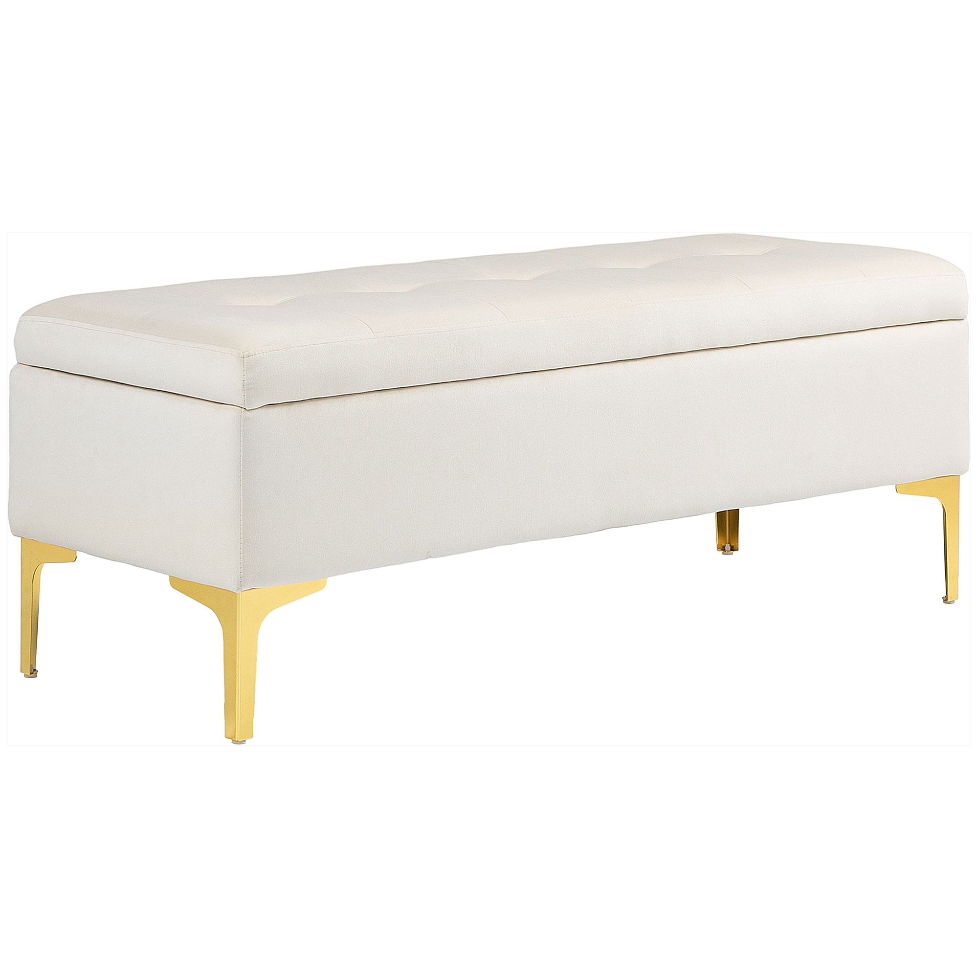 HOMCOM Sitzbank mit Stauraum Polsterbank Samtoptik Metallbeine Bettbank für Wohnzimmer Schlafzimmer Flur 120 x 44 x 44,5 cm Beige Aosom.de