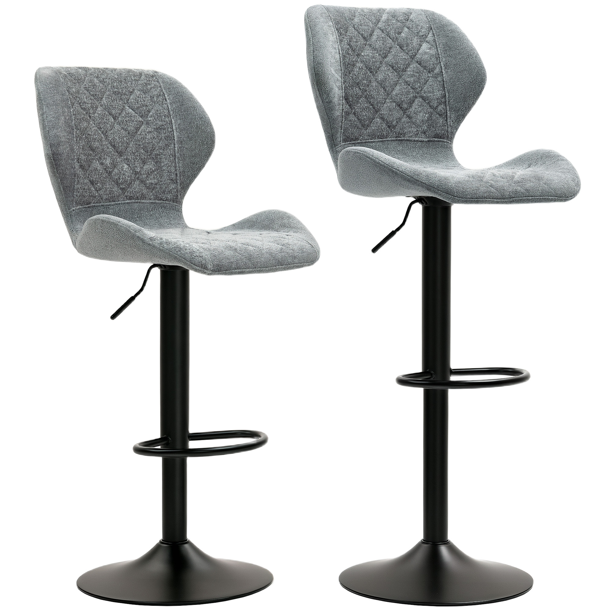 HOMCOM Barhocker 2er-Set, Gepolstert Barstuhl mit Lehne, Chenille-Optik, St günstig online kaufen