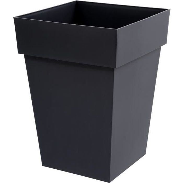 Pot de fleur mi-haut Carré 40 cm - EDA - Toscane - 39 x 39 x H. 53 cm - 51 L - Gris Anthracite