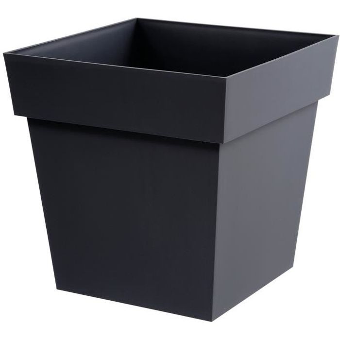 Pot de fleur Carré 40 cm - EDA - Toscane - 39 x 39 x H.39 cm - 38 L - Gris Anthracite