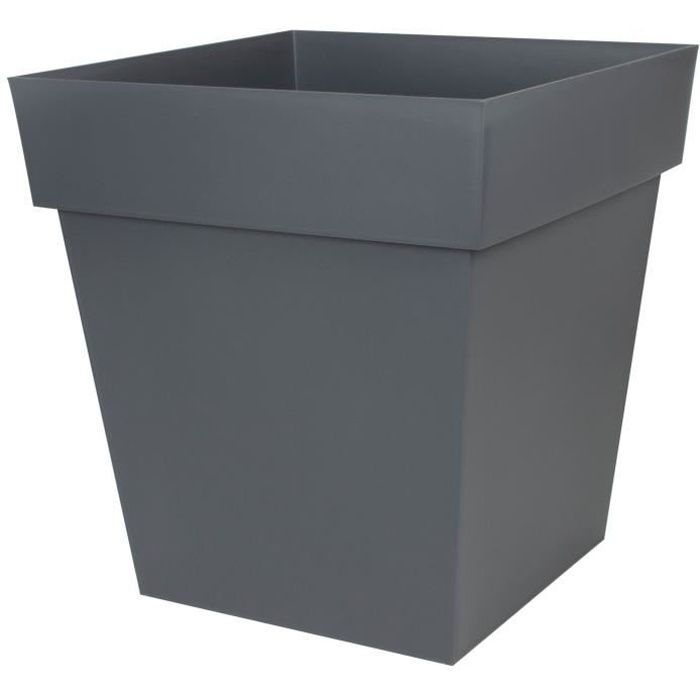 Pot de fleurs Carré 50 cm - EDA - Toscane - 49,5 x 49,5 x H.52,5 cm - 87 L - Gris Anthracite