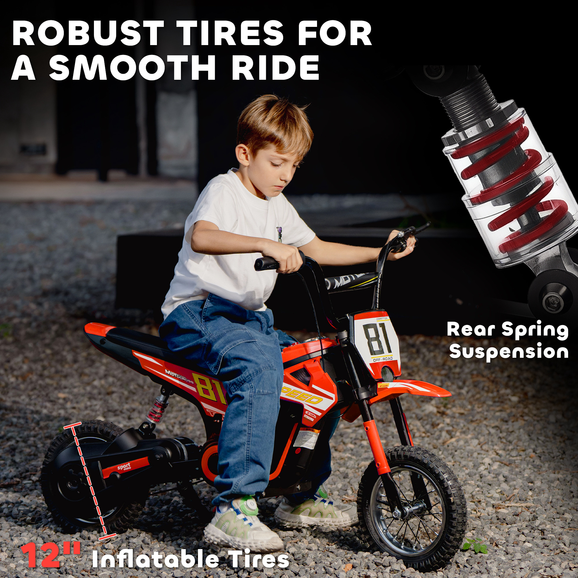 AIYAPLAY Kids Electric Motorbike 3 Gearboxes Speed Ride on Motorcycle with 41min Ranges Red 6