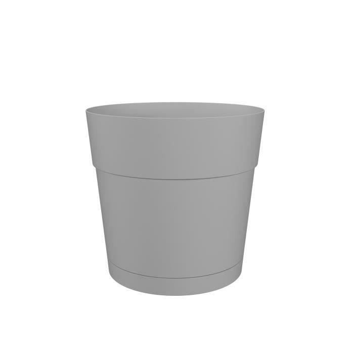 ARTEVASI Pot de fleurs rond CAPRI LARGE - Plastique - Réservoir d'eau - diametre 40 cm - Gris clair - 39,1 x 39,1 x 37 cm