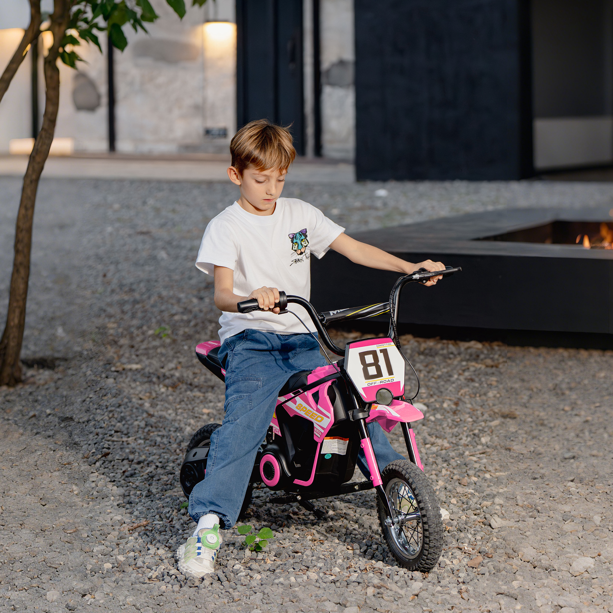 AIYAPLAY Kids Electric Motorbike, 24V Ride On Motorcycle with 3 Speeds and Rear Suspension, Dirt Bike for 8-12 Years Old, Pink 2