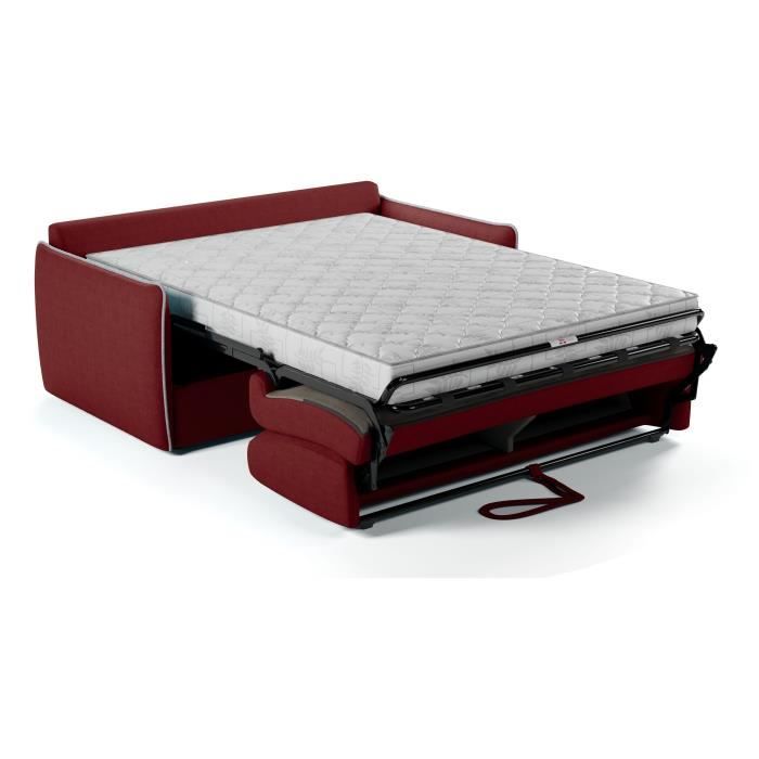 Canapé convertible express - AGATHE - Tissu Rouge - matelas 14cm