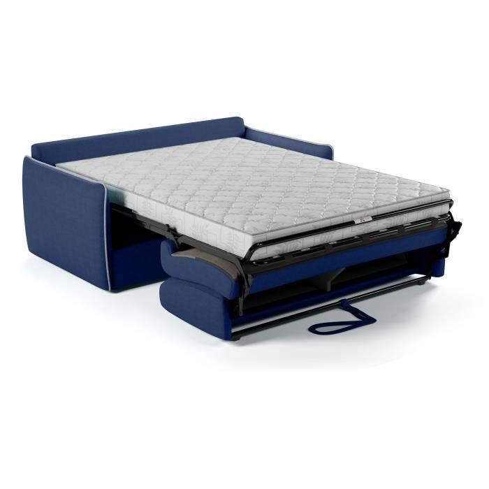 Canapé convertible express - AGATHE - Tissu Bleu - matelas 14cm